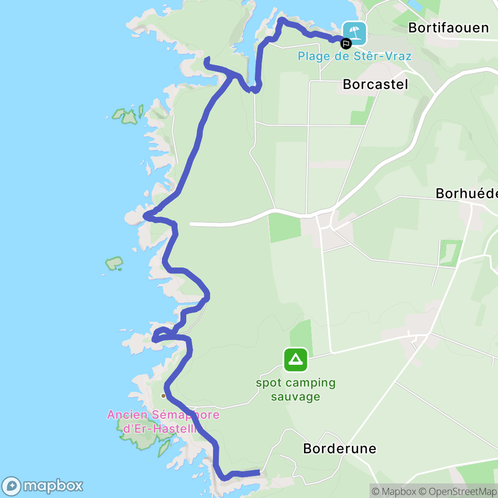 Sauzon : carte du parcours de randonnée - France