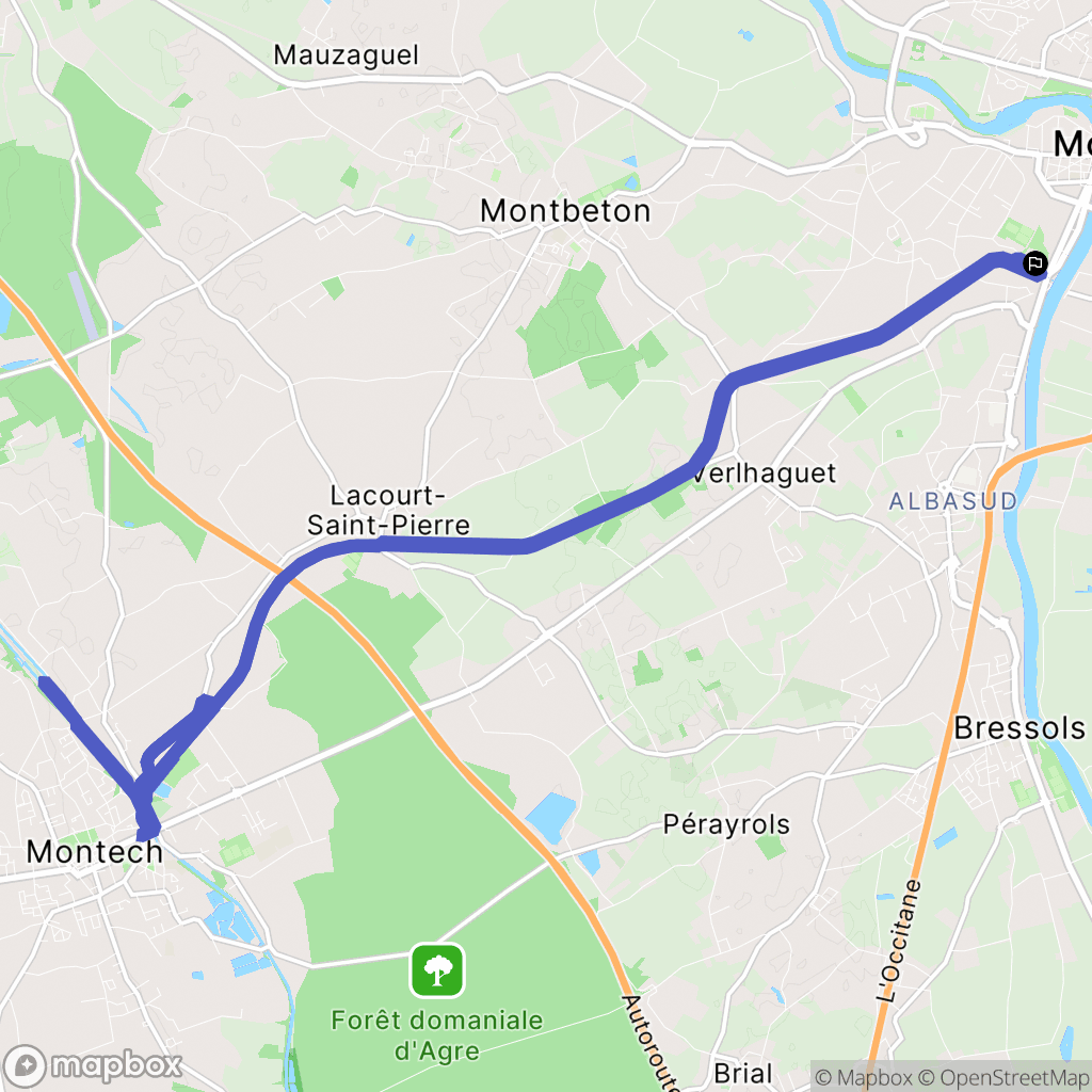 Montauban : carte du parcours de randonnée - France