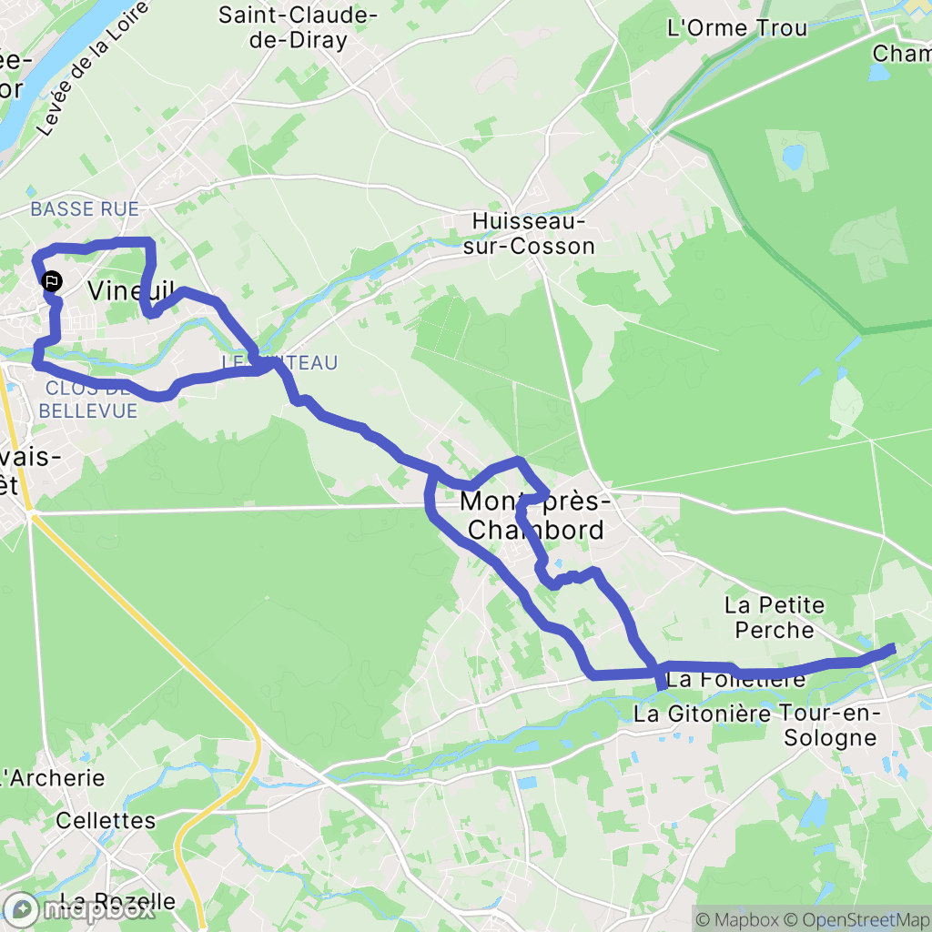 Vineuil : carte du parcours de randonnée - France
