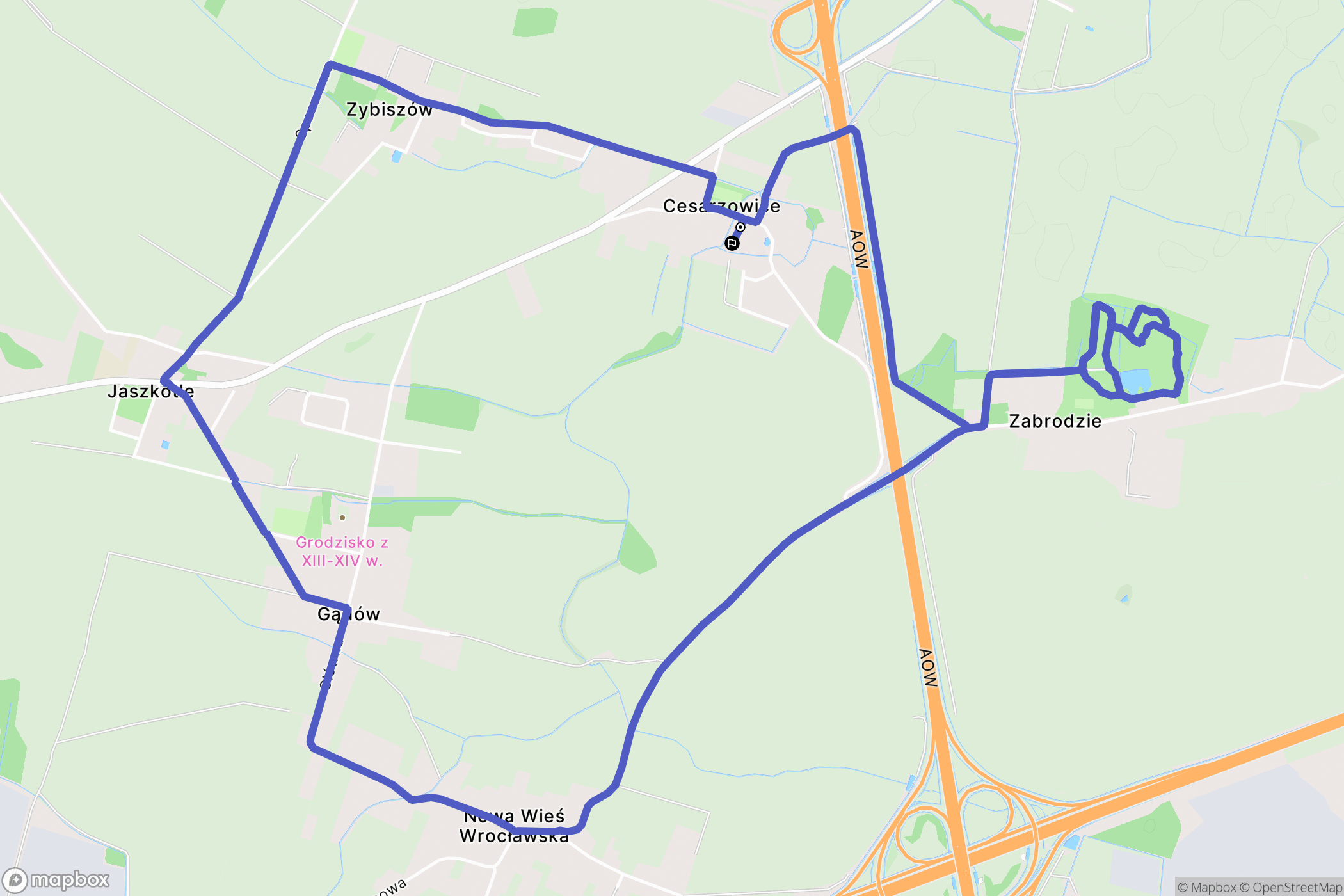 Cesarzowice: mapa trasy - Poland