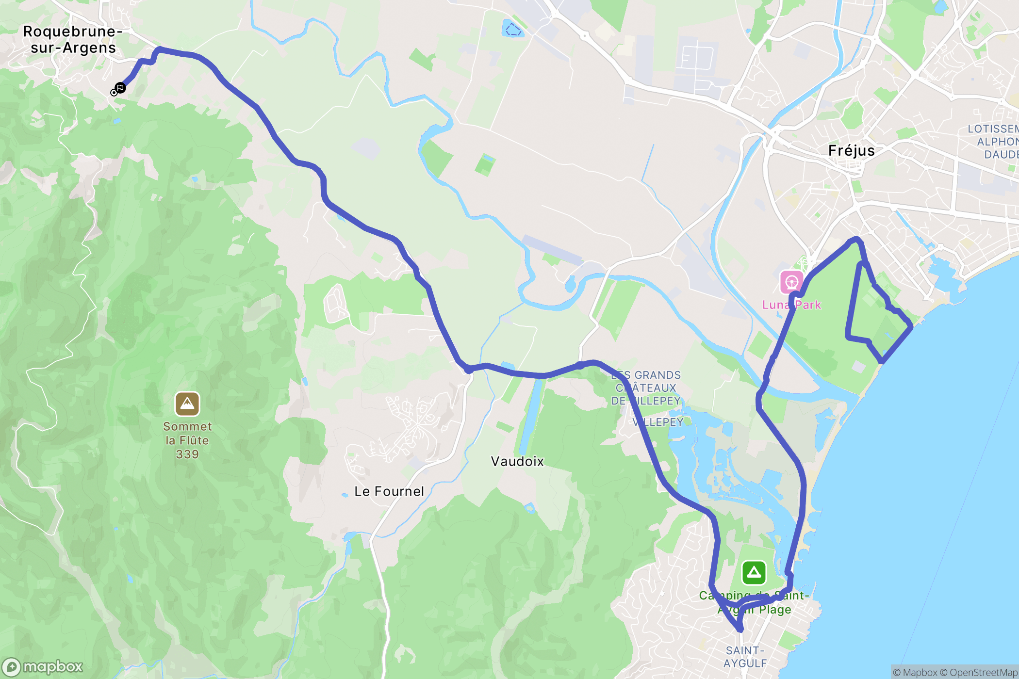 Roquebrune-sur-Argens : carte du parcours de randonnée - France