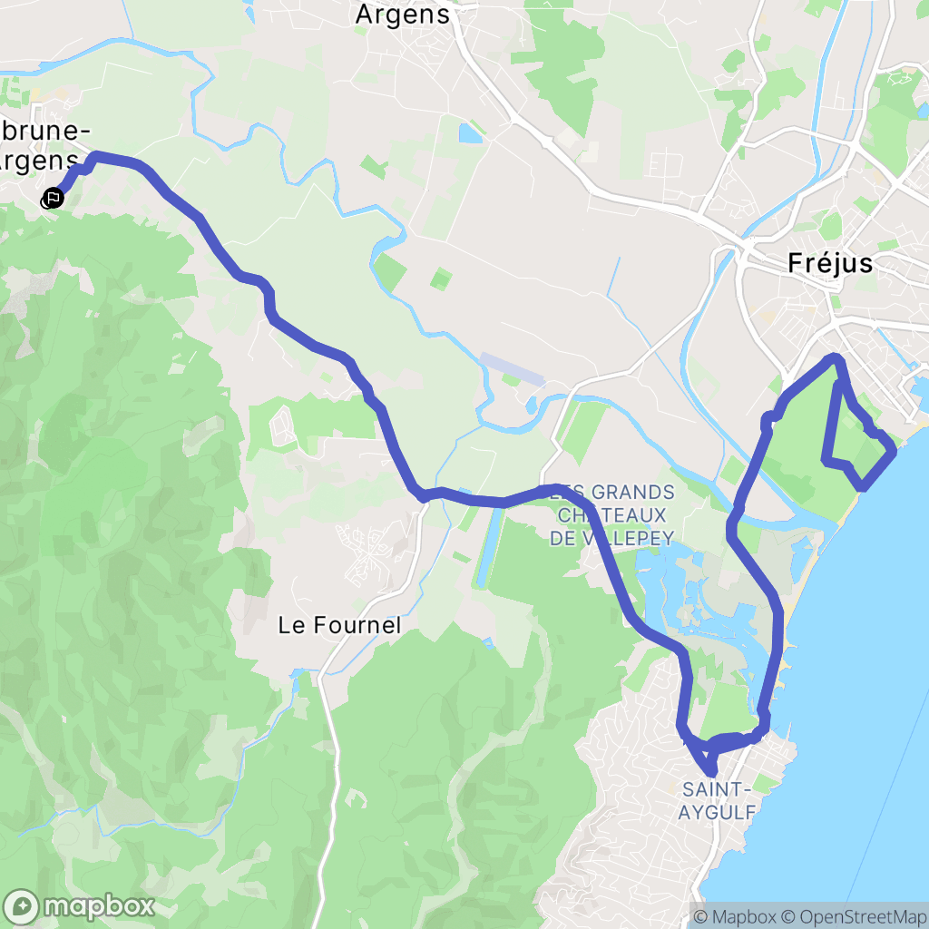 Roquebrune-sur-Argens : carte du parcours de randonnée - France