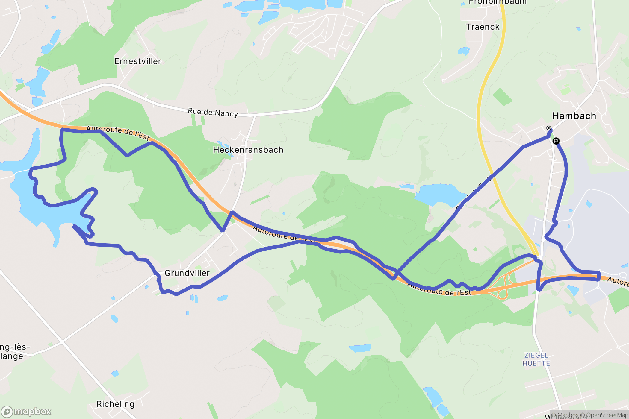 Hambach : carte du parcours de randonnée - France