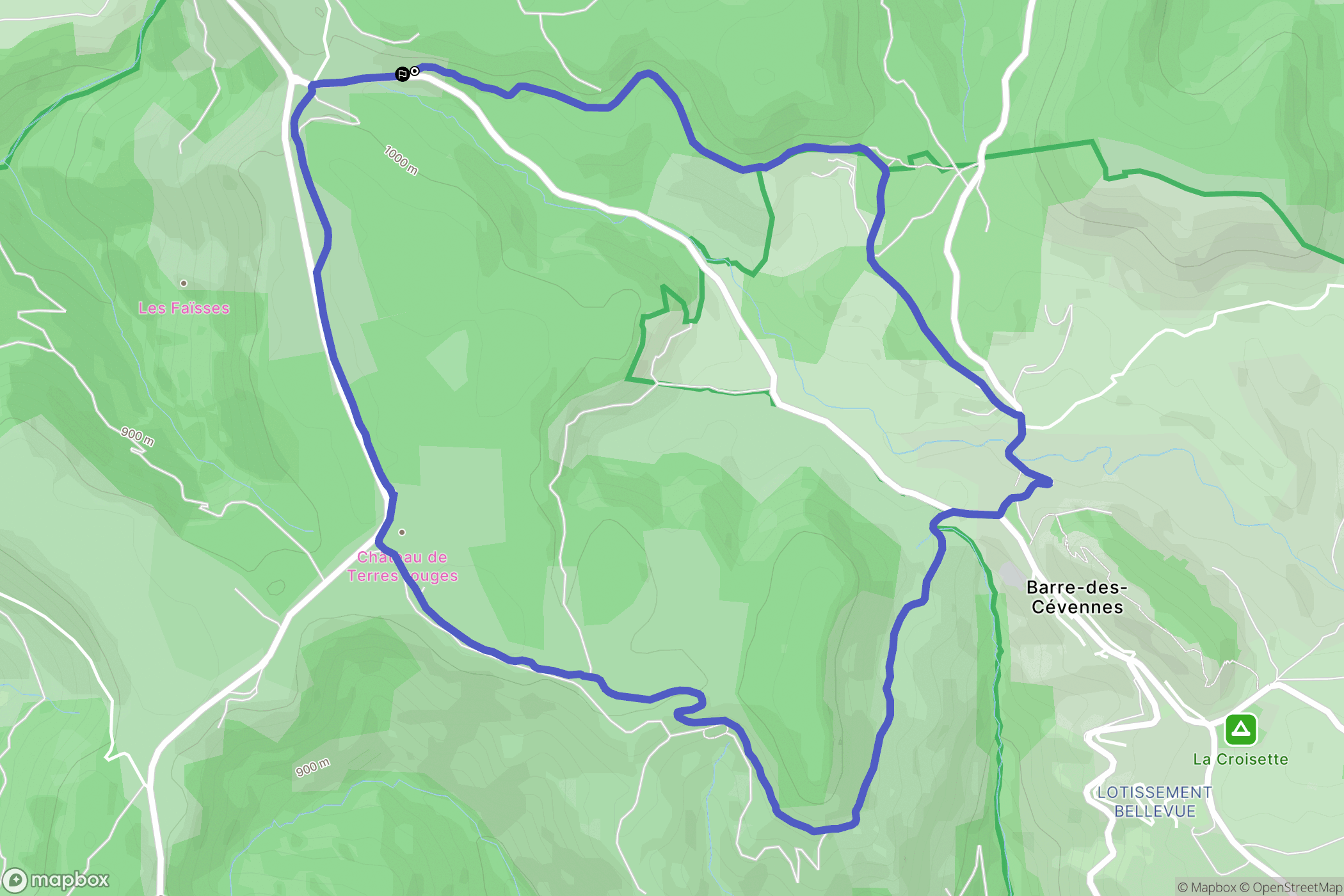 Cans-et-Cévennes : carte du parcours de randonnée - France