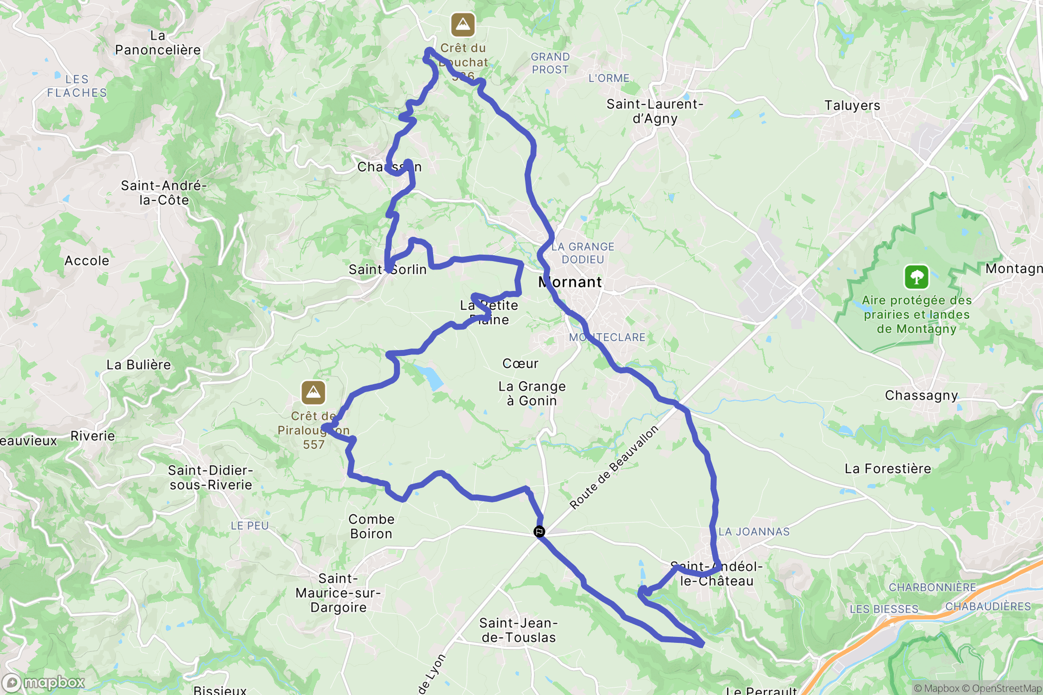 Mornant : carte du parcours de randonnée - France