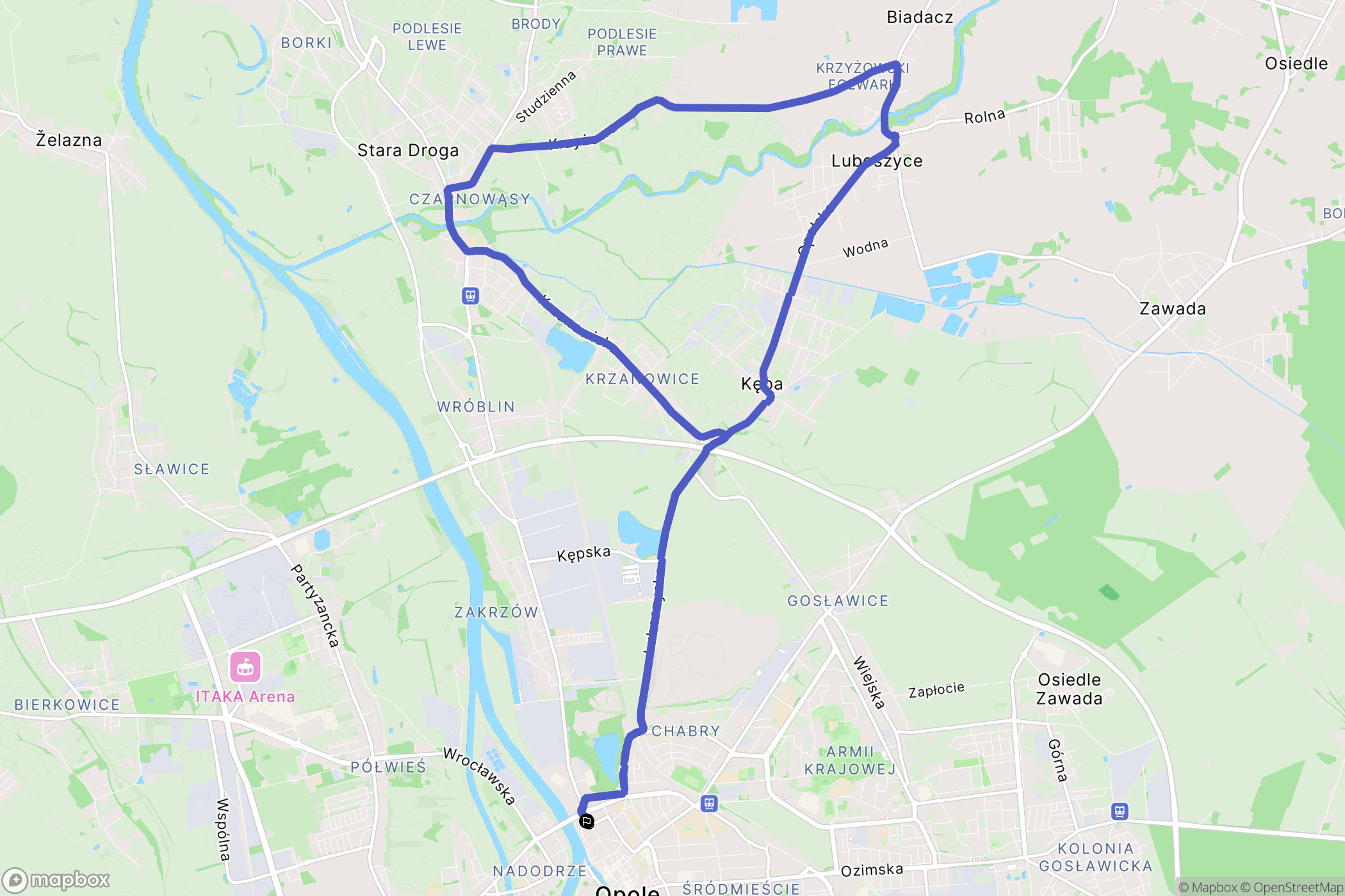 Opole: mapa trasy - Poland