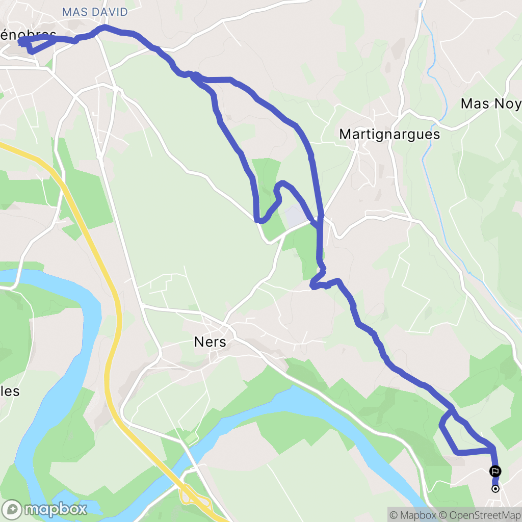 Cruviers-Lascours : carte du parcours de randonnée - France