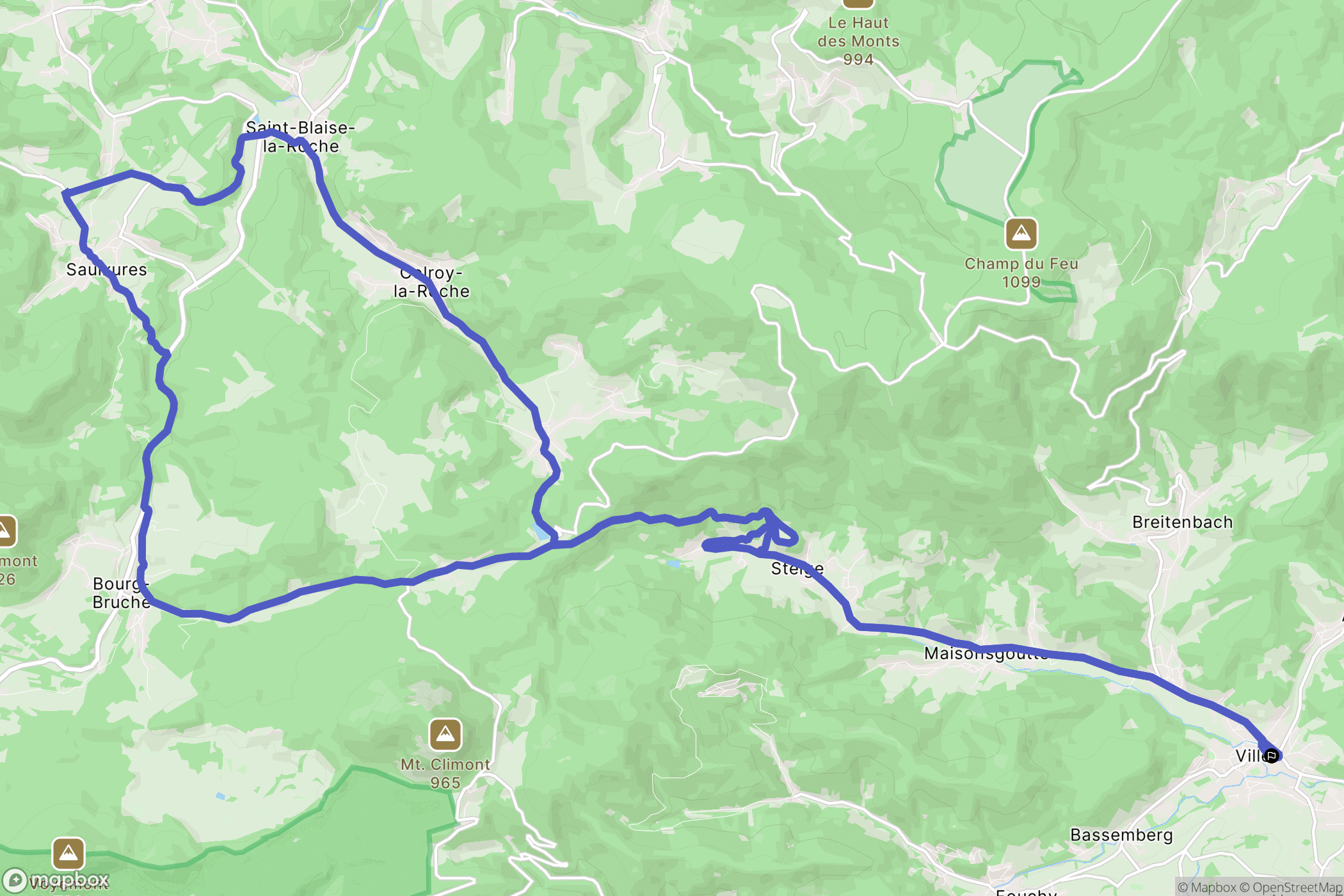 Villé : carte du parcours de randonnée - France