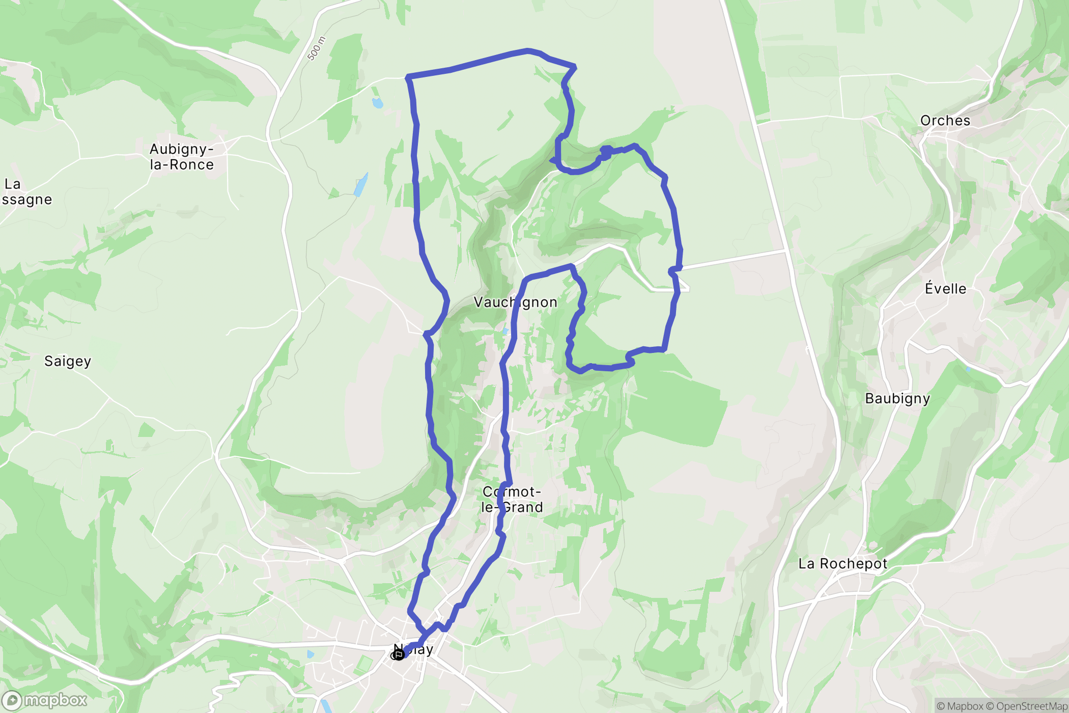 Nolay : carte du parcours de randonnée - France