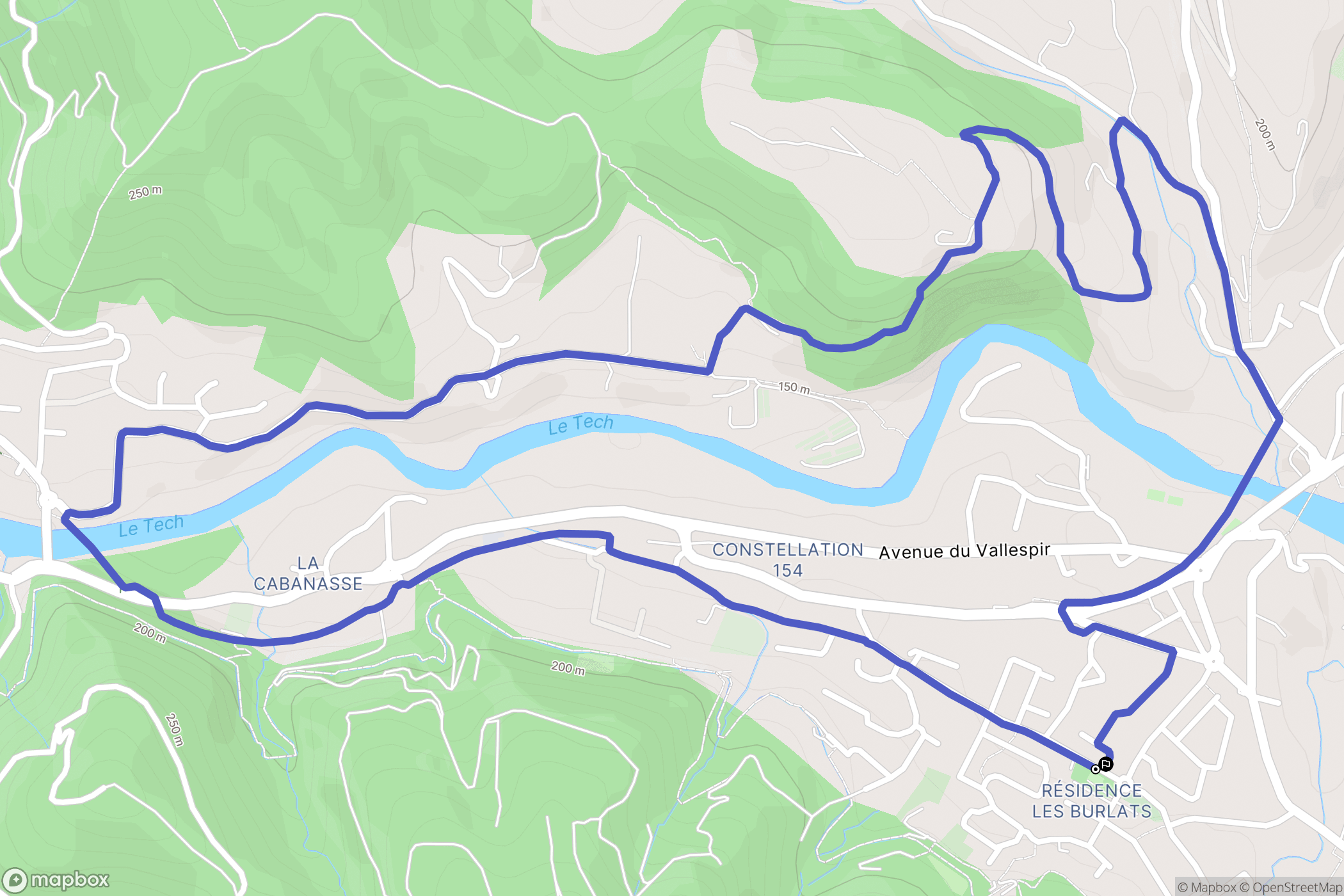 Céret : carte du parcours de randonnée - France