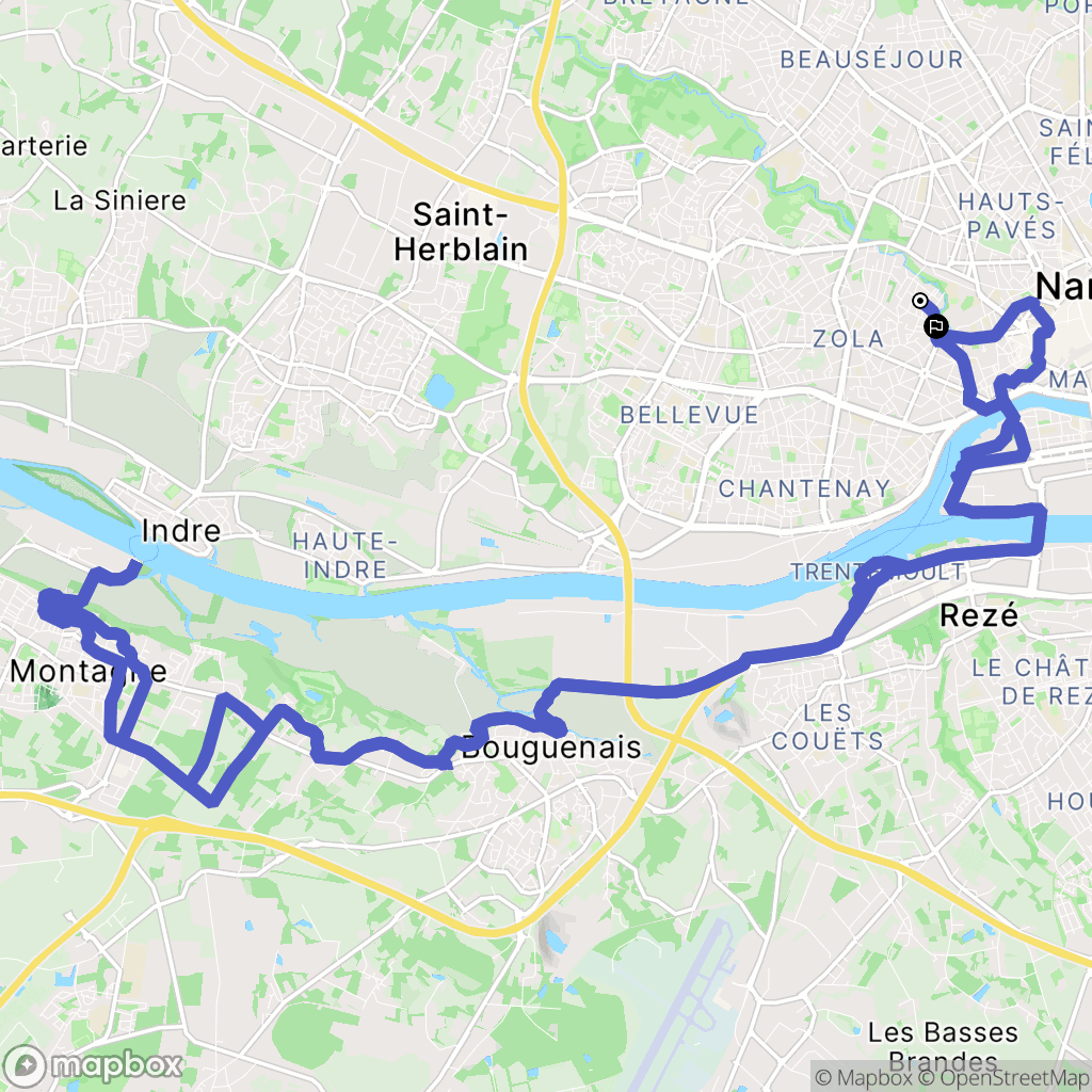 Nantes : carte du parcours de randonnée - France
