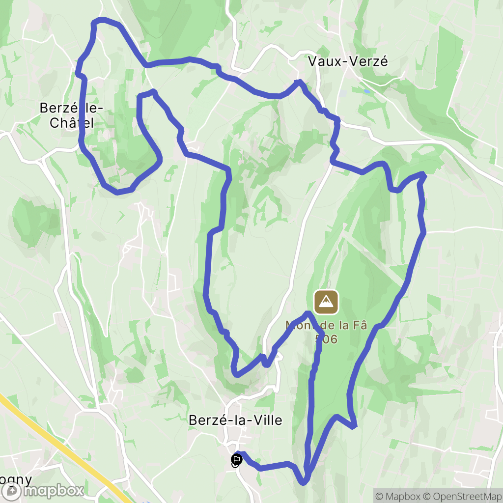 Berzé-la-Ville : carte du parcours de randonnée - France