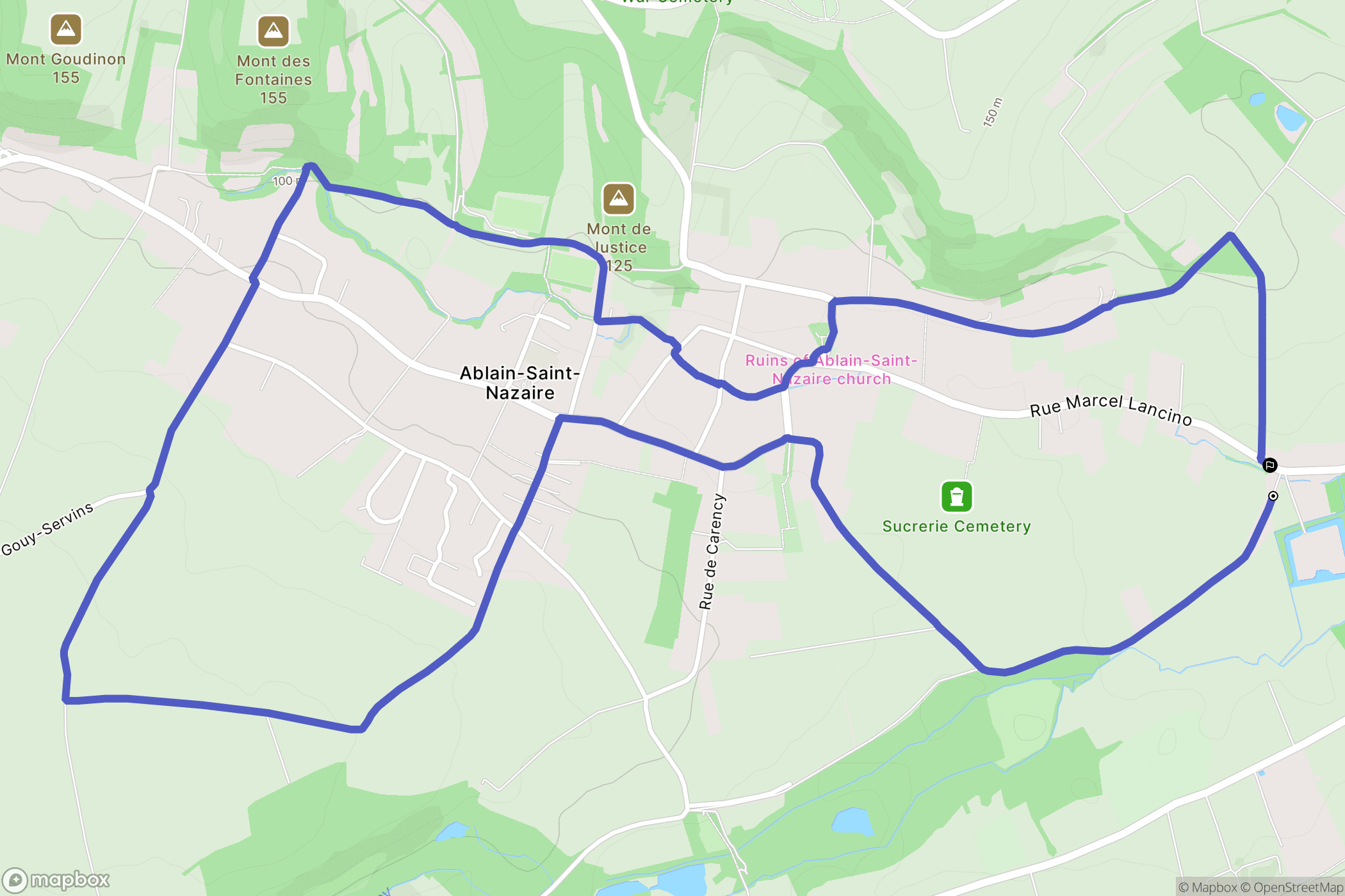 Souchez : carte du parcours de randonnée - France