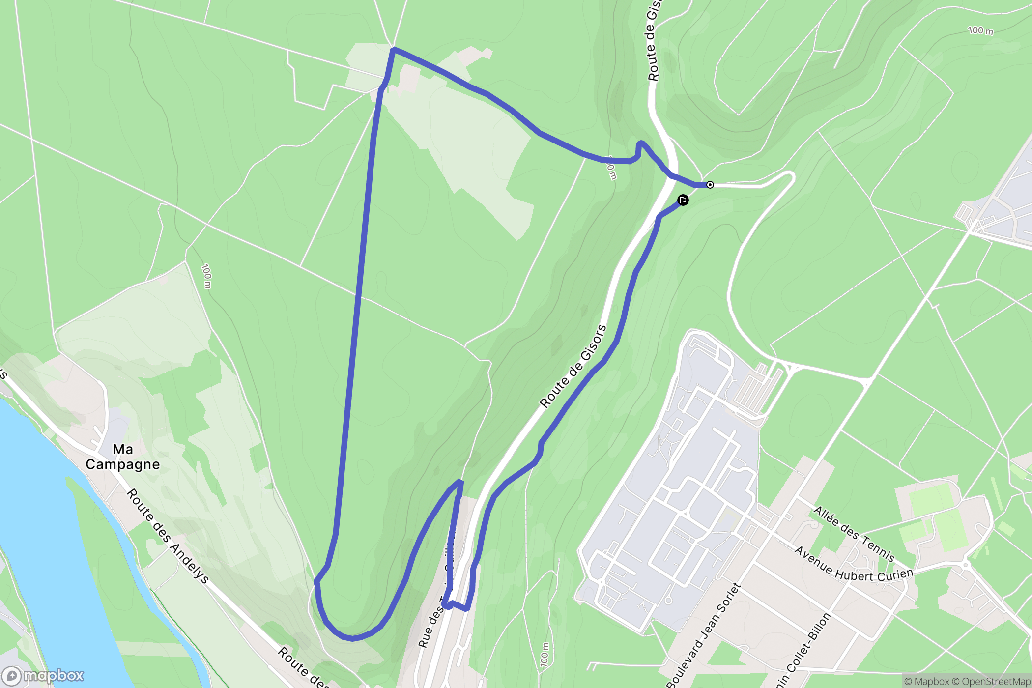 Tilly : carte du parcours de randonnée - France