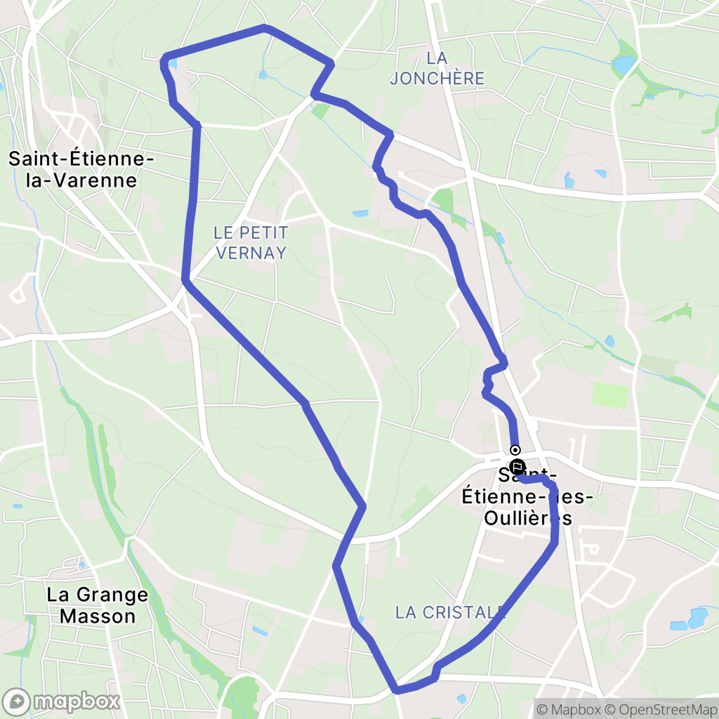 Saint-Étienne-des-Oullières : carte du parcours de randonnée - France