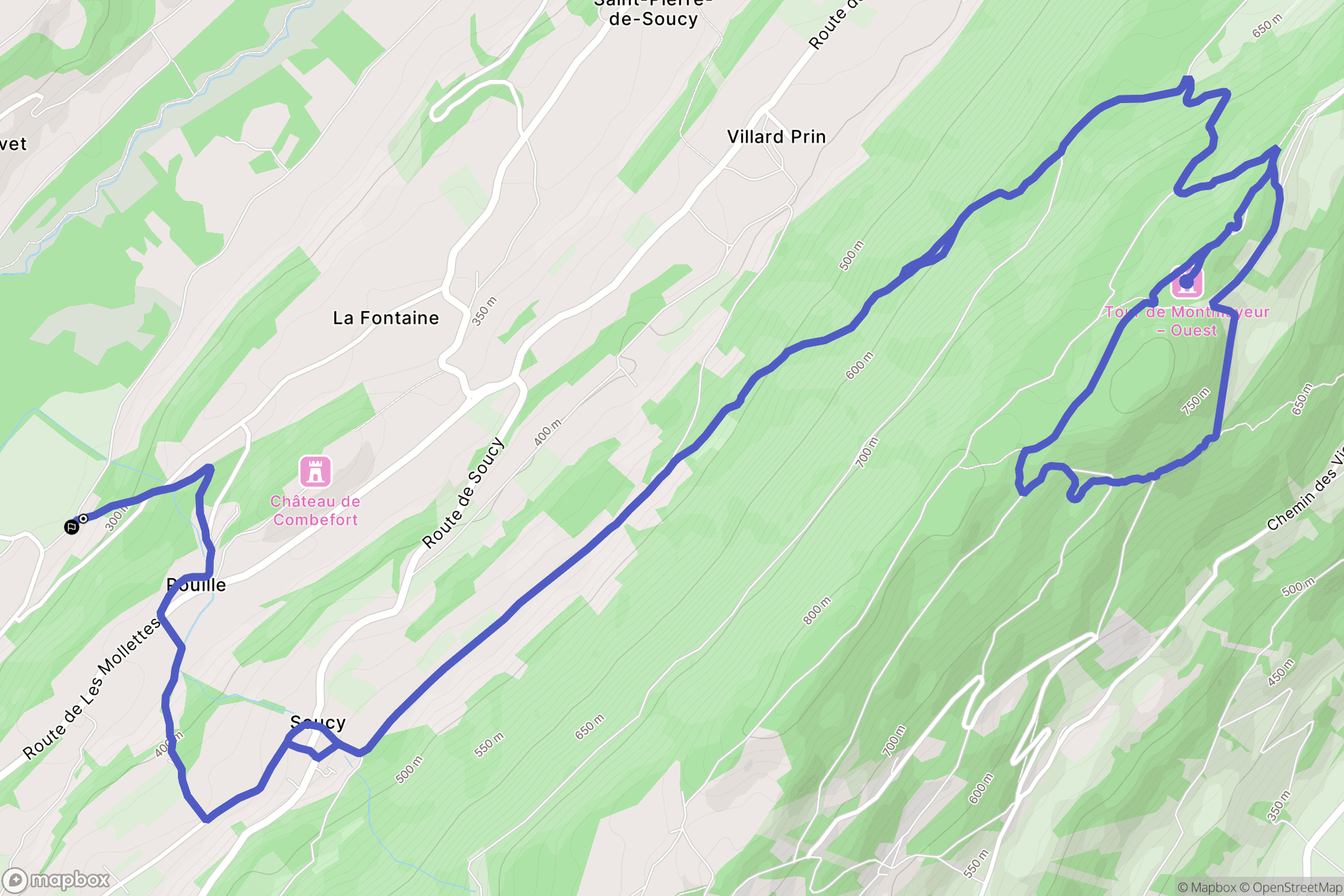 Saint-Pierre-de-Soucy : carte du parcours de randonnée - France