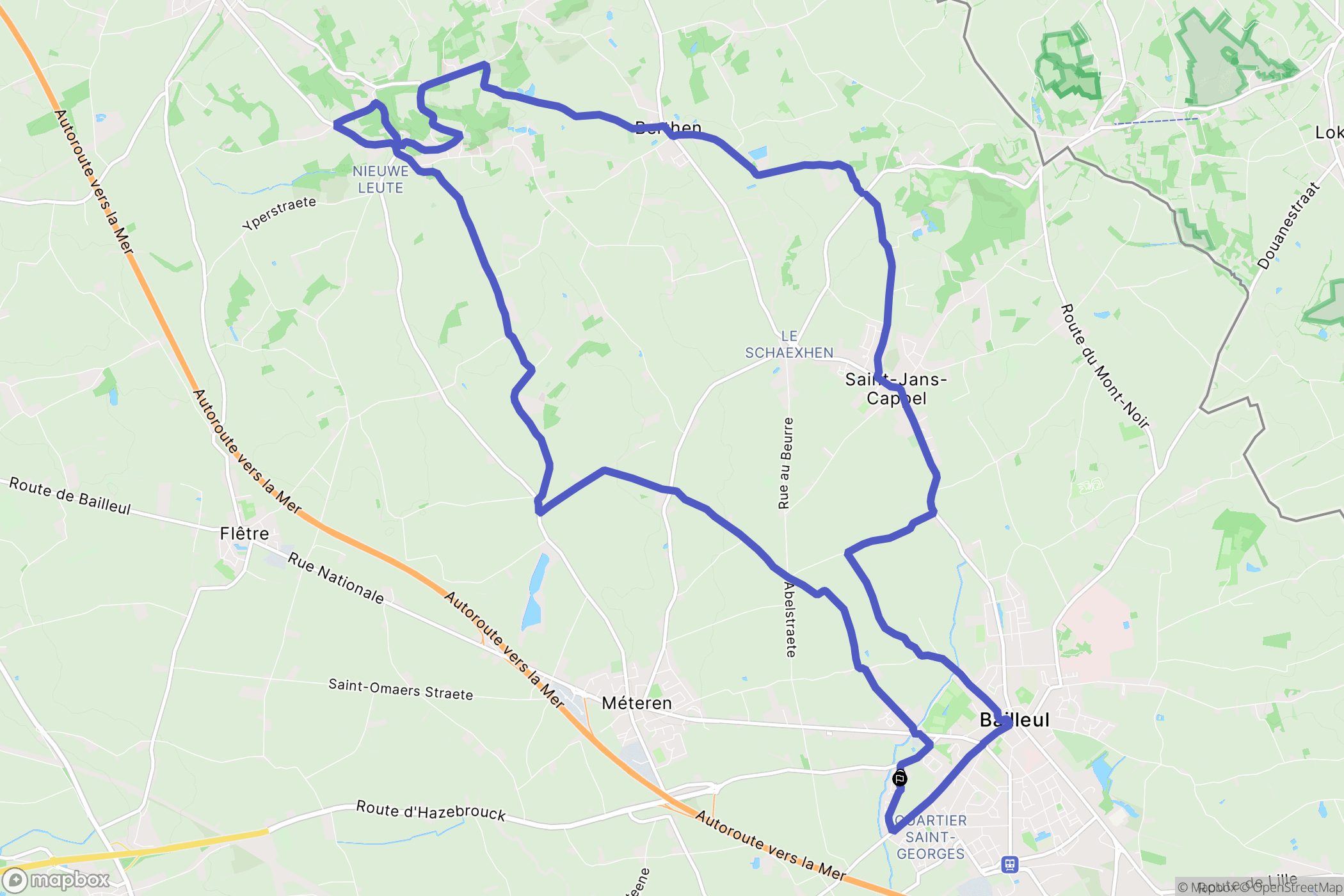 Bailleul : carte du parcours de randonnée - France