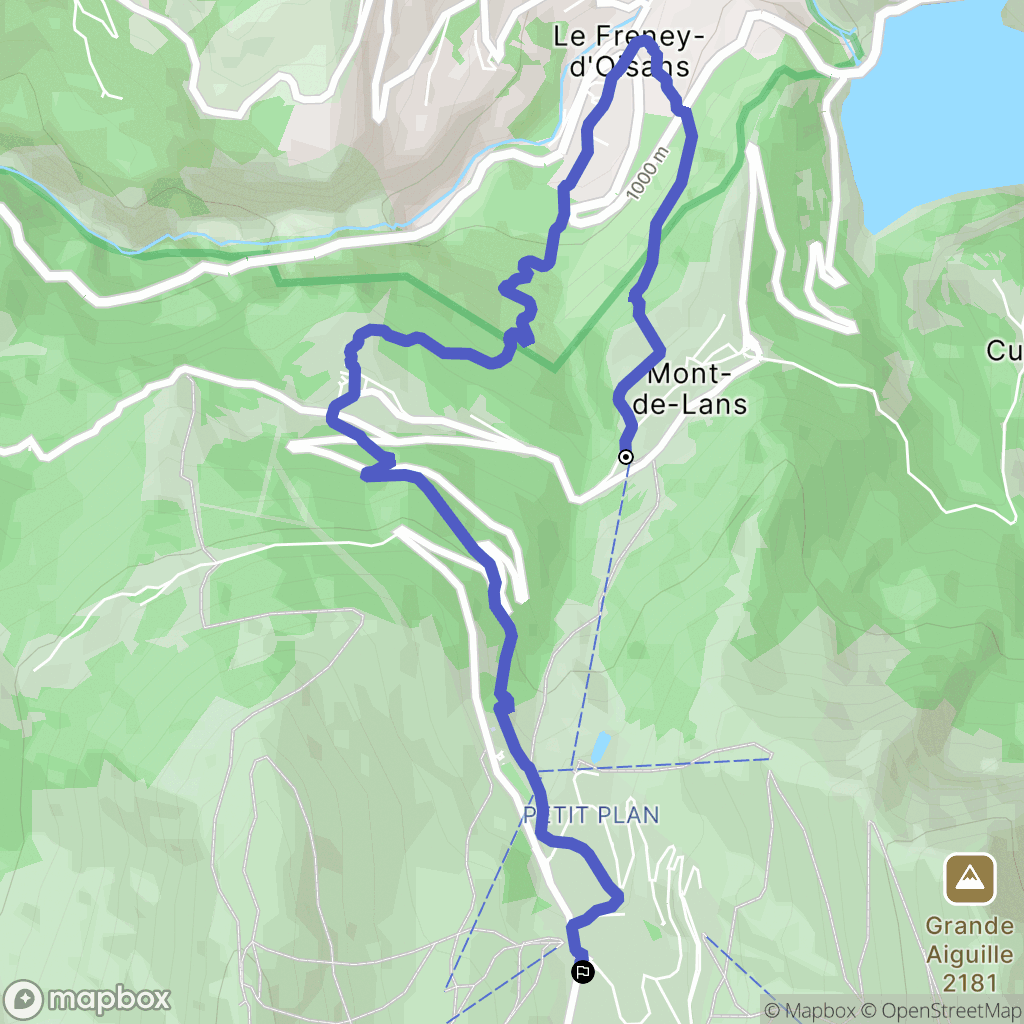 Les Deux Alpes : carte du parcours de randonnée - France