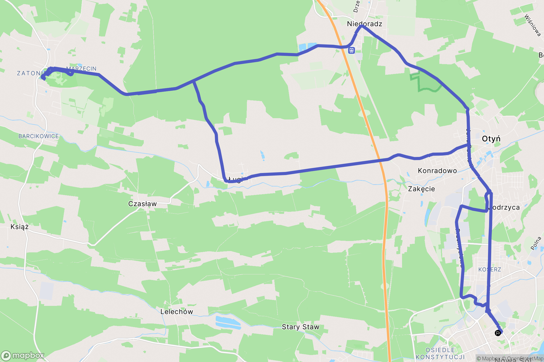 Nowa Sól: mapa trasy - Poland