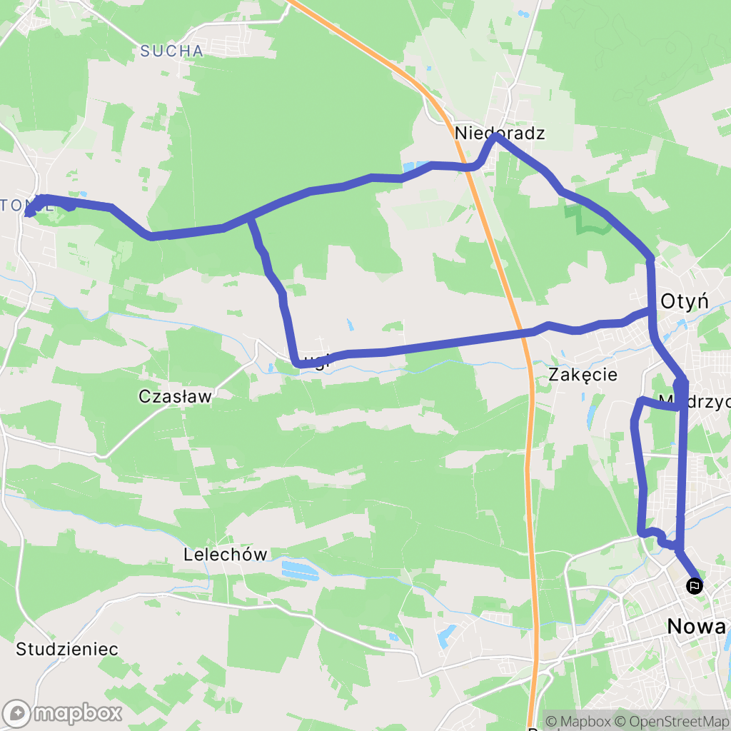Nowa Sól: mapa trasy - Poland