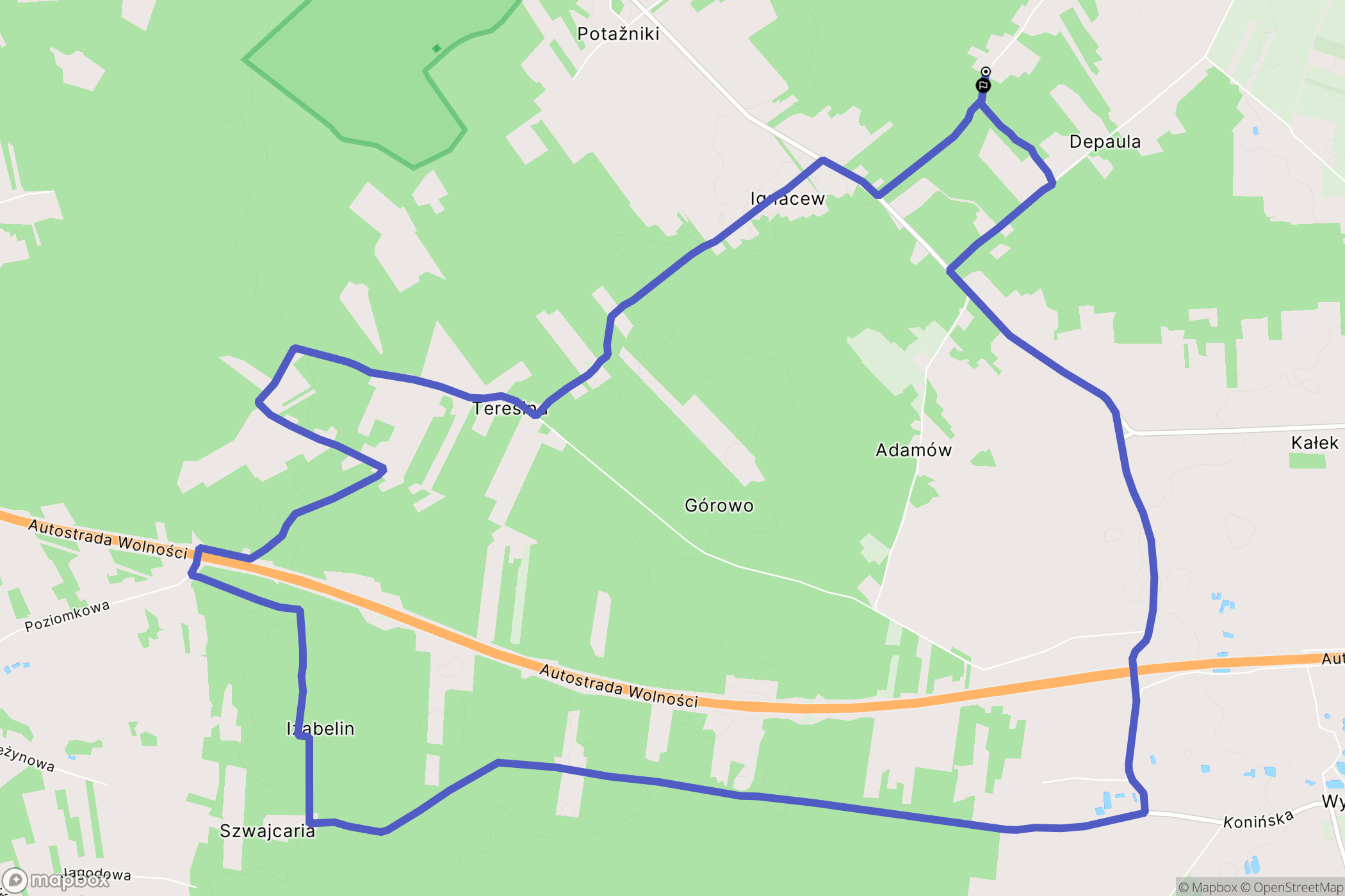 Ignacew: mapa trasy - Poland