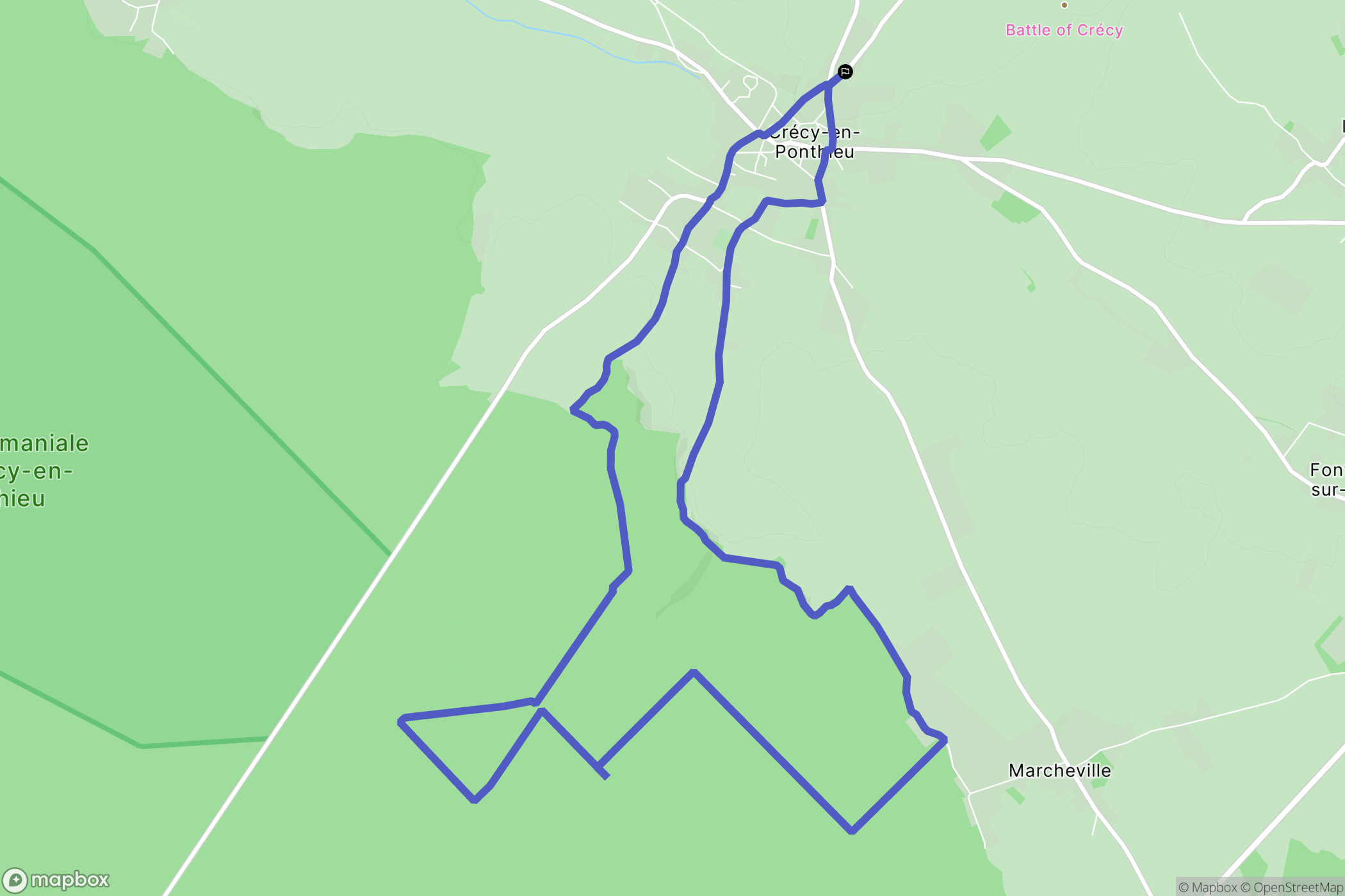 Crécy-en-Ponthieu : carte du parcours de randonnée - France