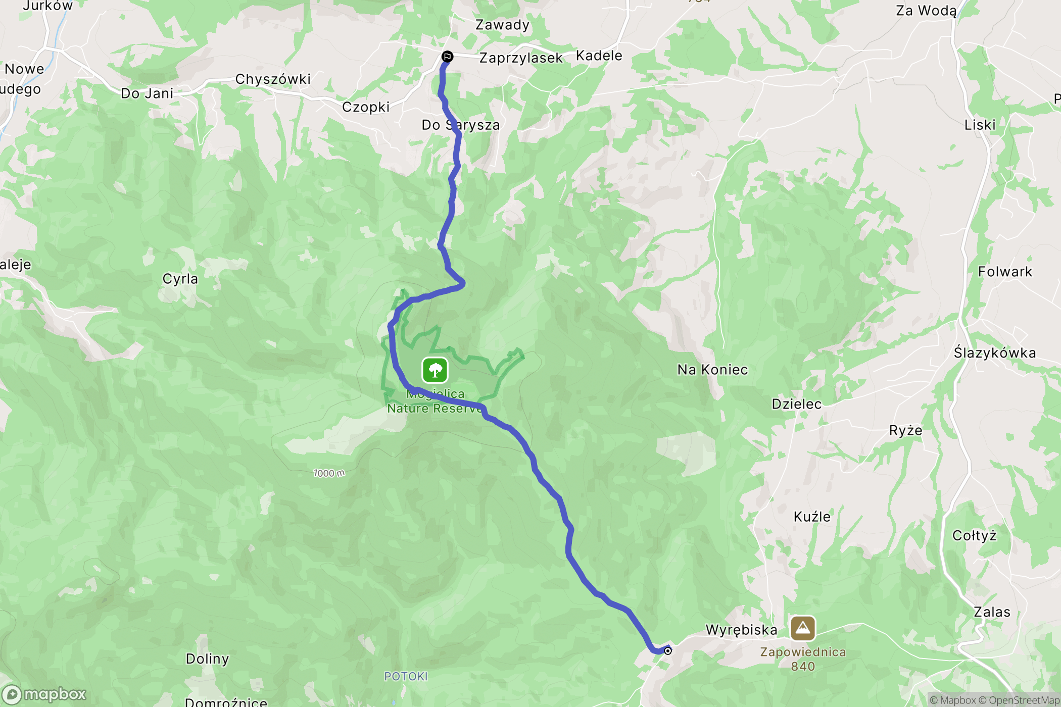 Zalesie: mapa trasy - Poland