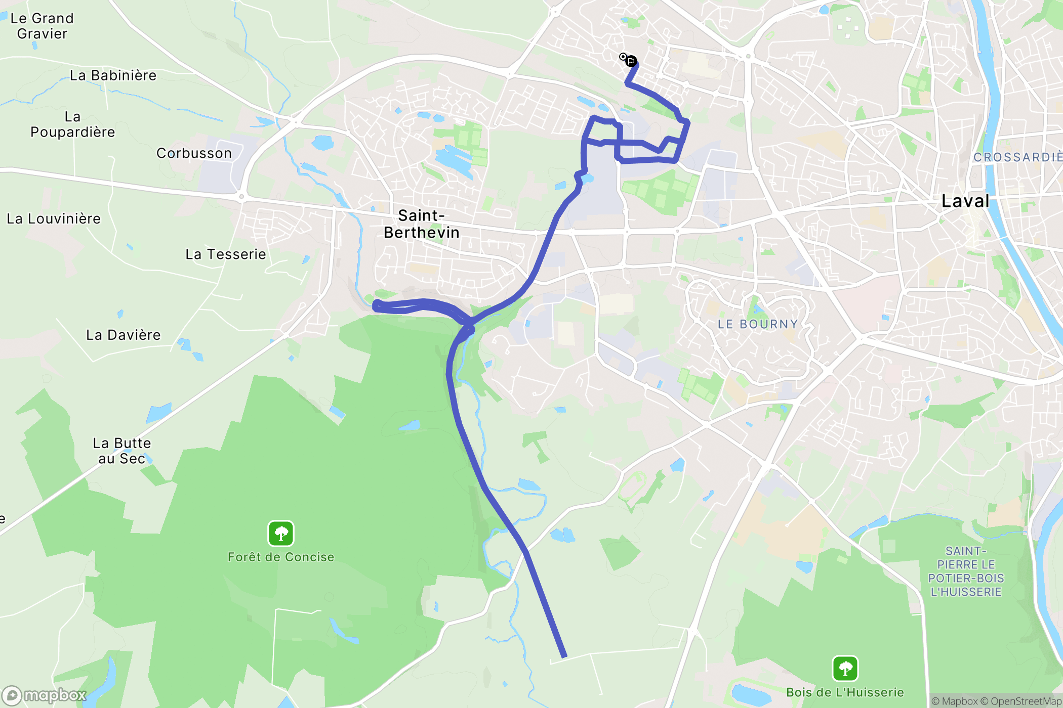 Laval : carte du parcours de randonnée - France
