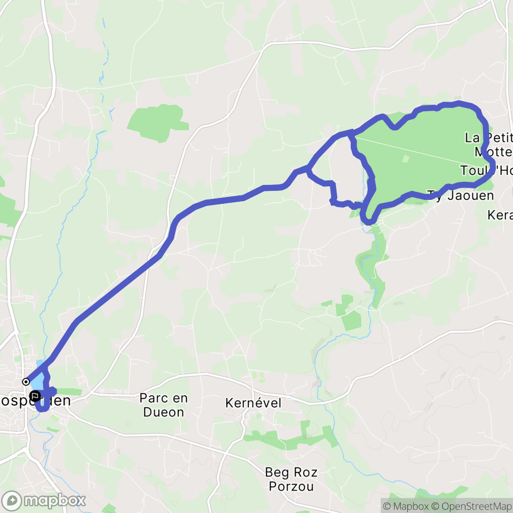 Rosporden : carte du parcours de randonnée - France