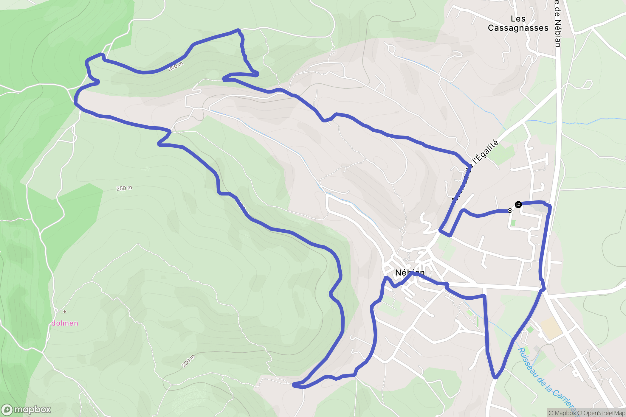 Nébian : carte du parcours de randonnée - France