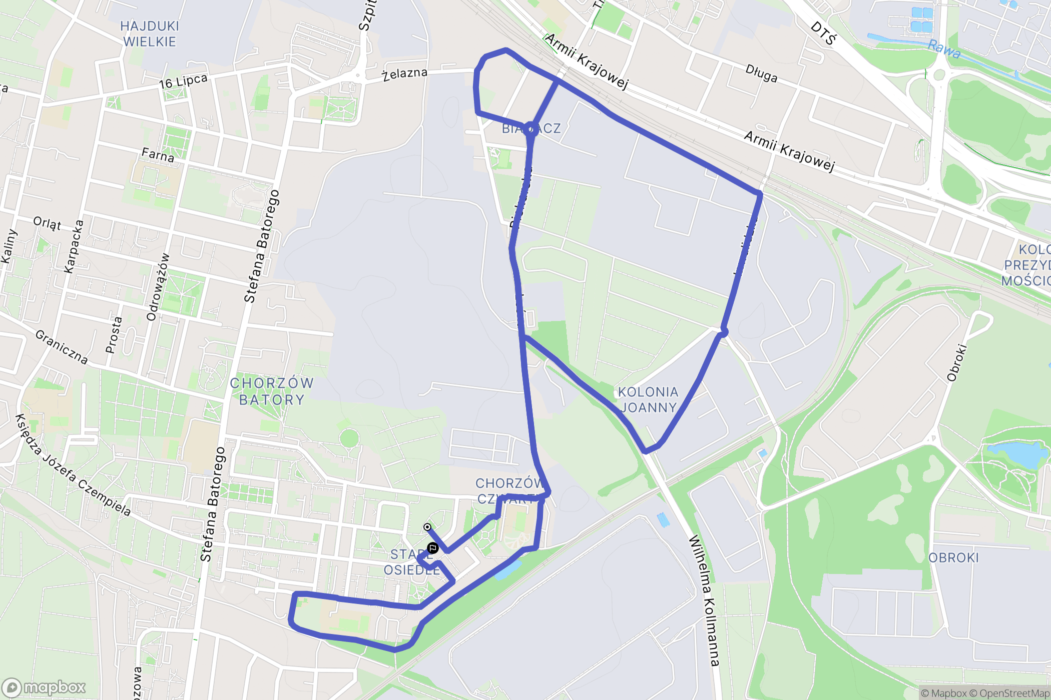 Chorzów: mapa trasy - Poland