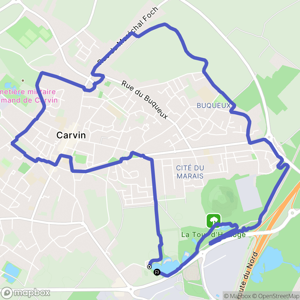 Carvin : carte du parcours de randonnée - France
