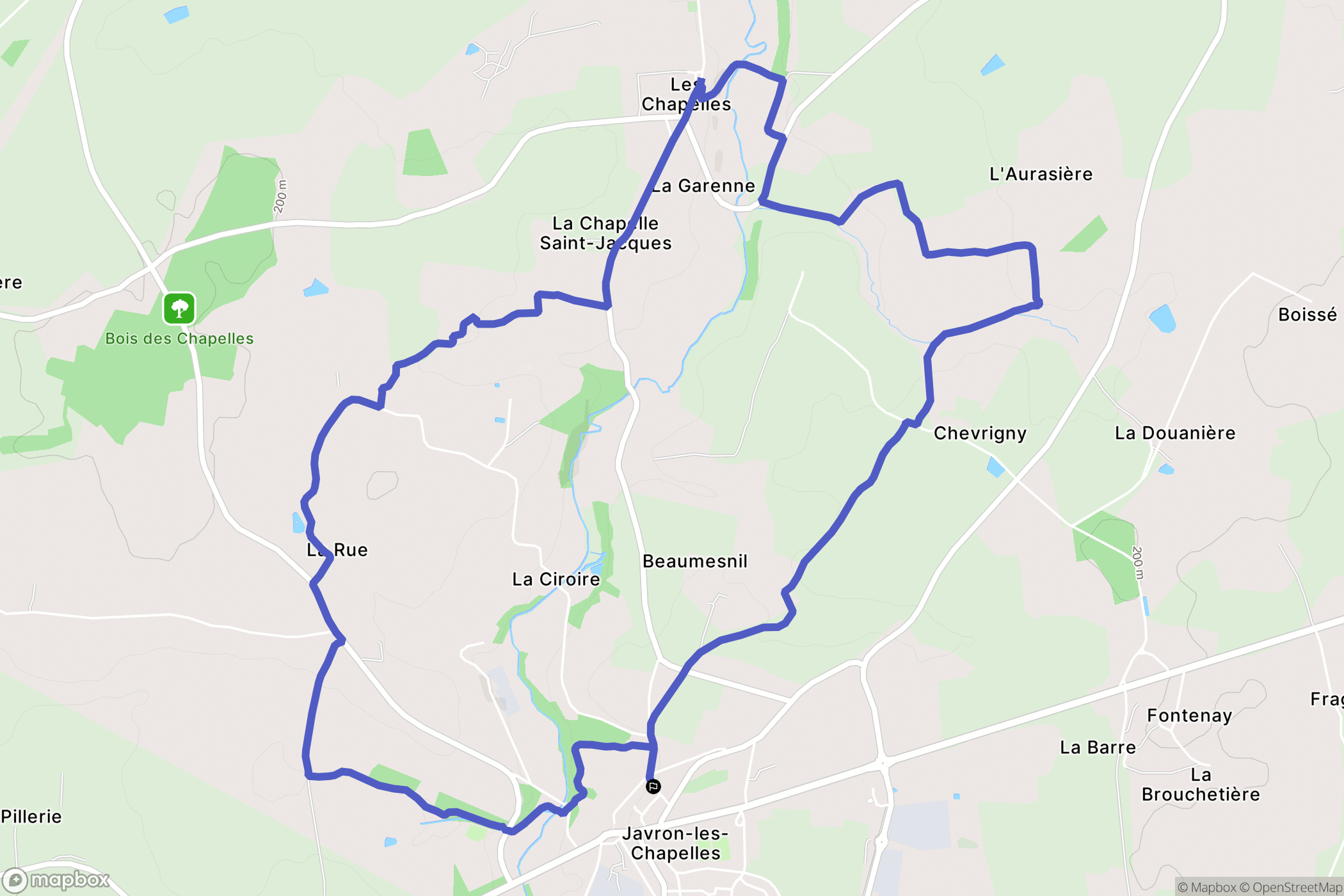 Javron-les-Chapelles : carte du parcours de randonnée - France