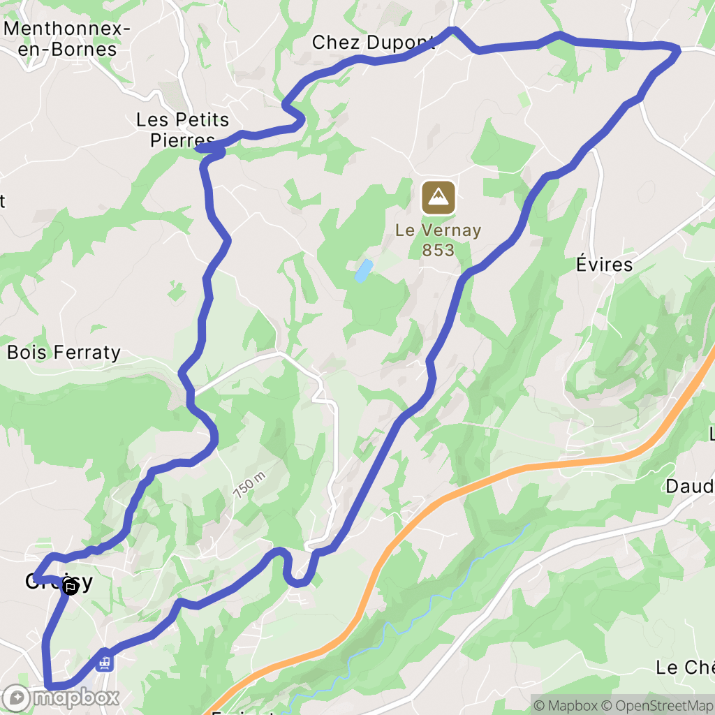 Groisy : carte du parcours de randonnée - France