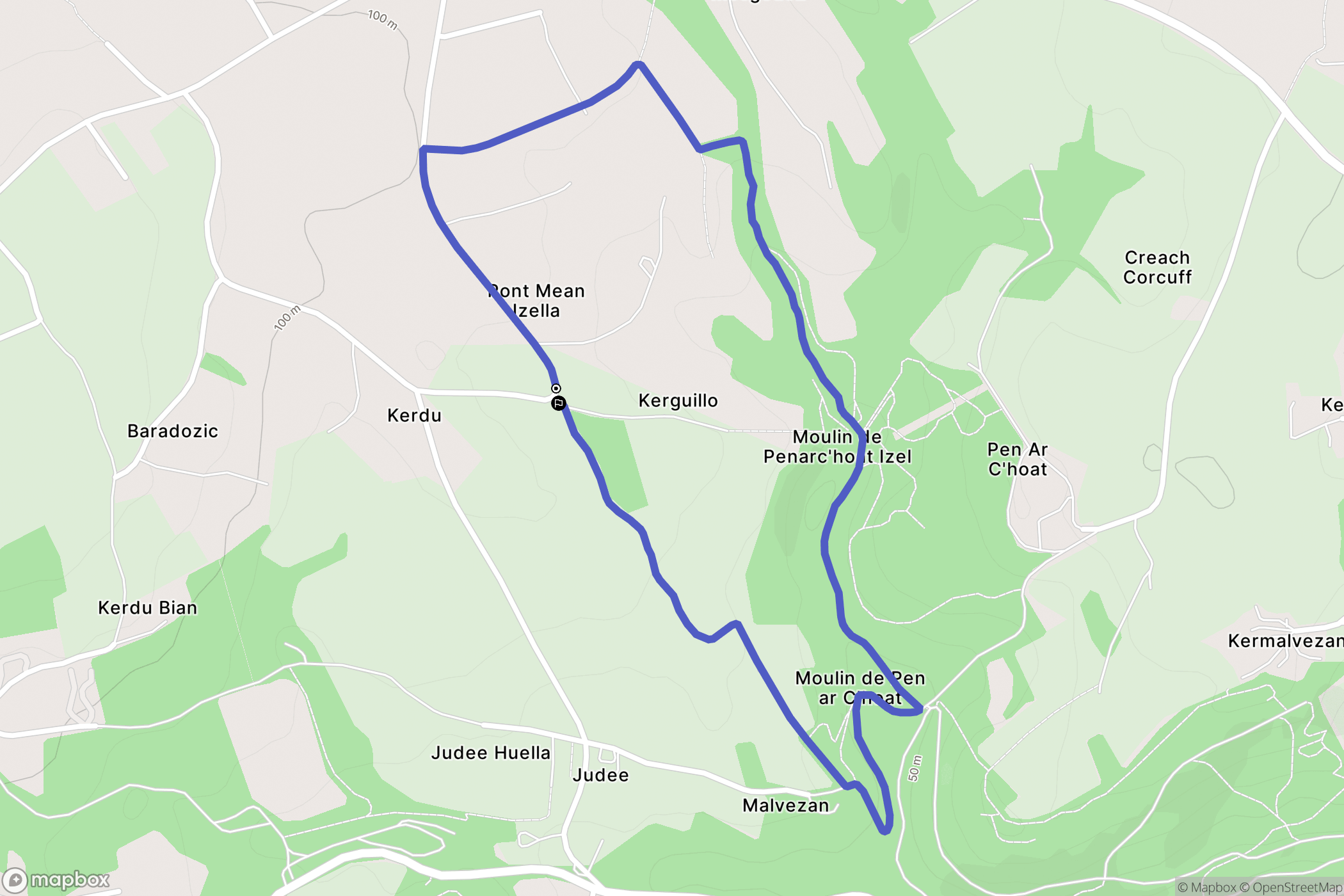 Saint-Divy : carte du parcours de randonnée - France