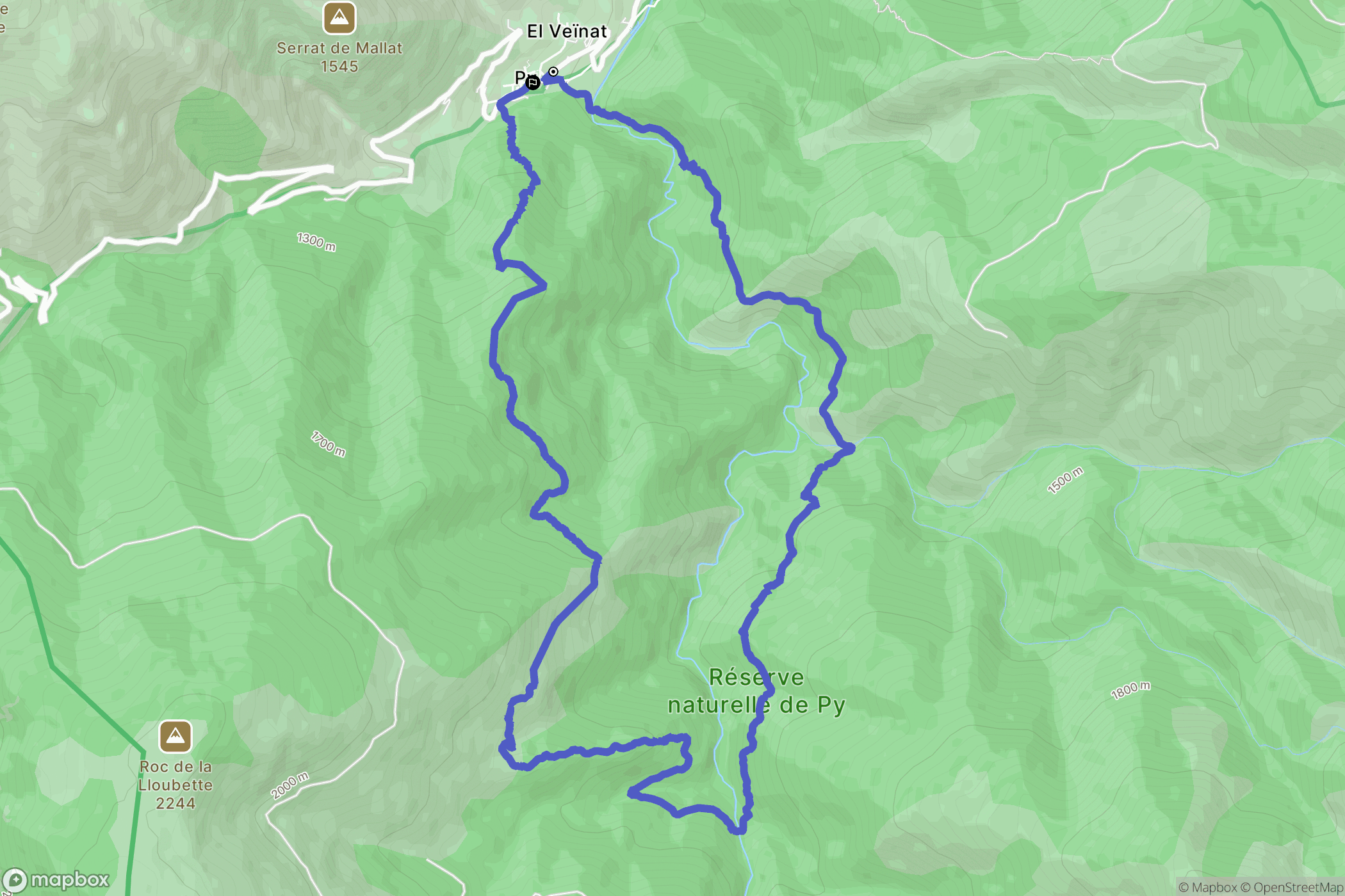 Py : carte du parcours de randonnée - France