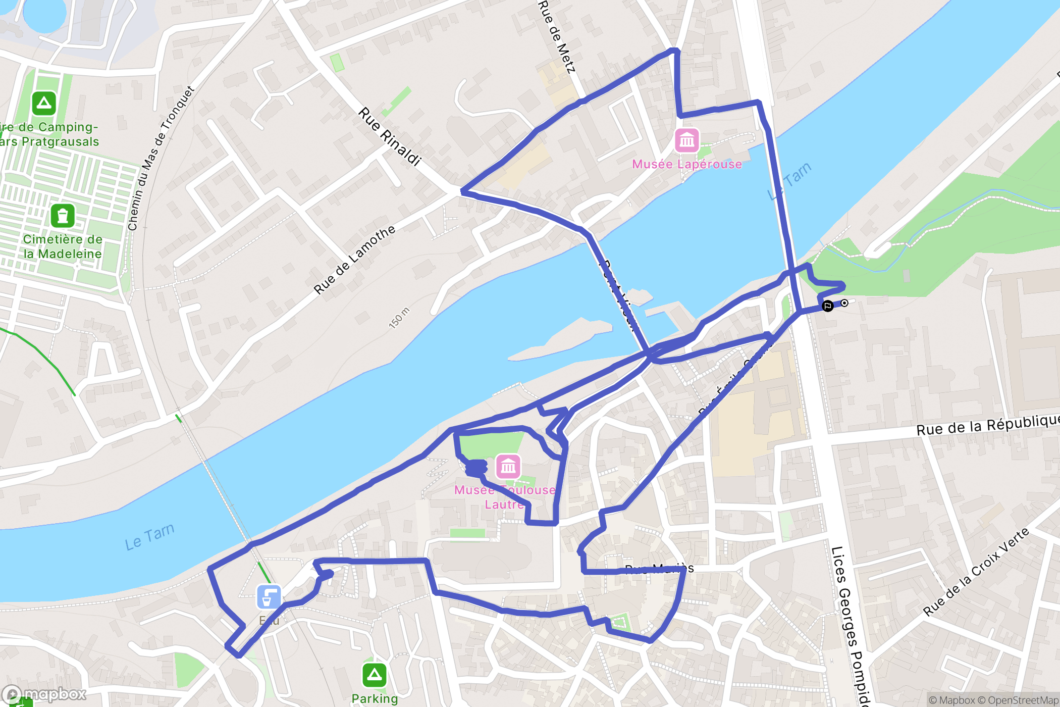 Albi : carte du parcours de randonnée - France