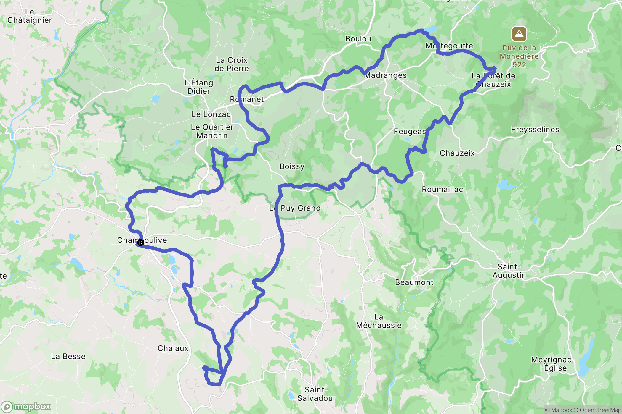 Chamboulive : carte du parcours de randonnée - France