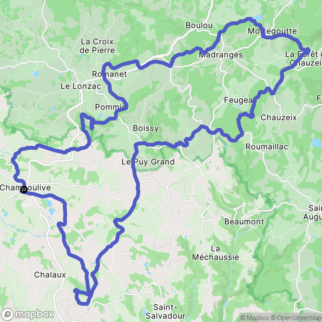 Chamboulive : carte du parcours de randonnée - France