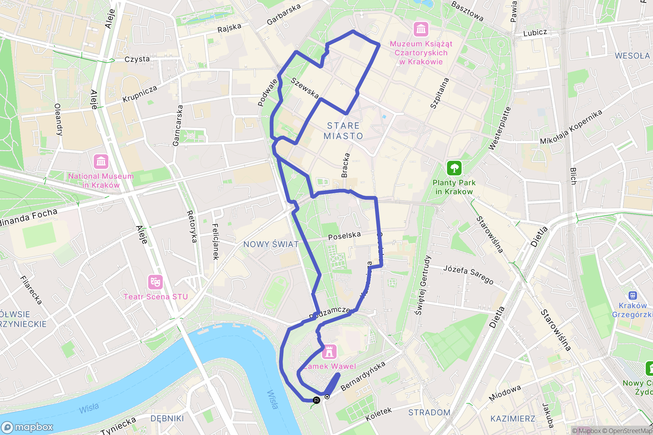 Kraków: mapa trasy - Poland