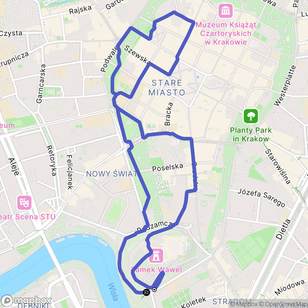 Kraków: mapa trasy - Poland