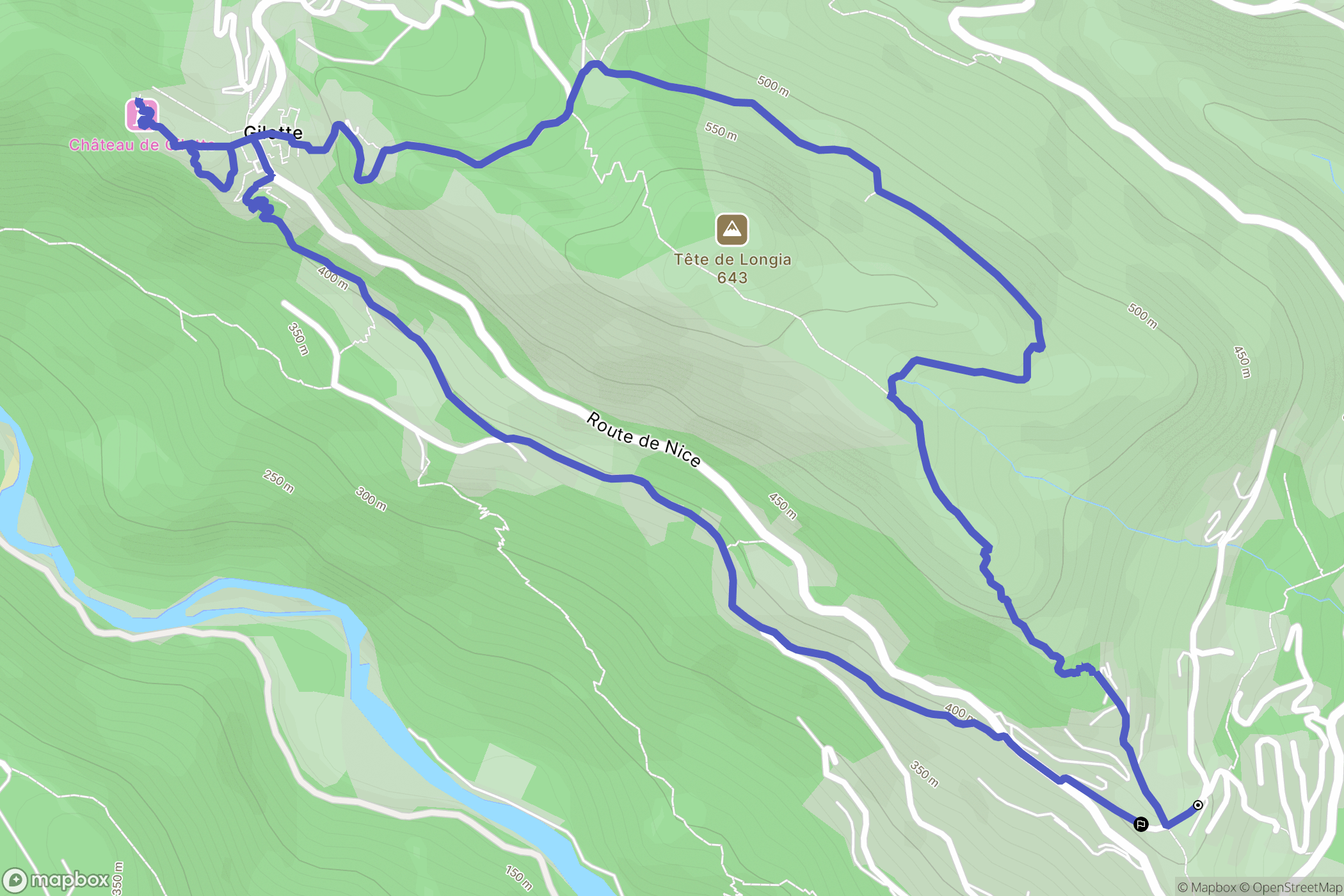 Gilette : carte du parcours de randonnée - France