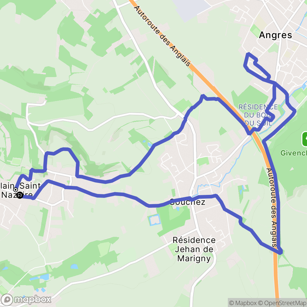Ablain-Saint-Nazaire : carte du parcours de randonnée - France