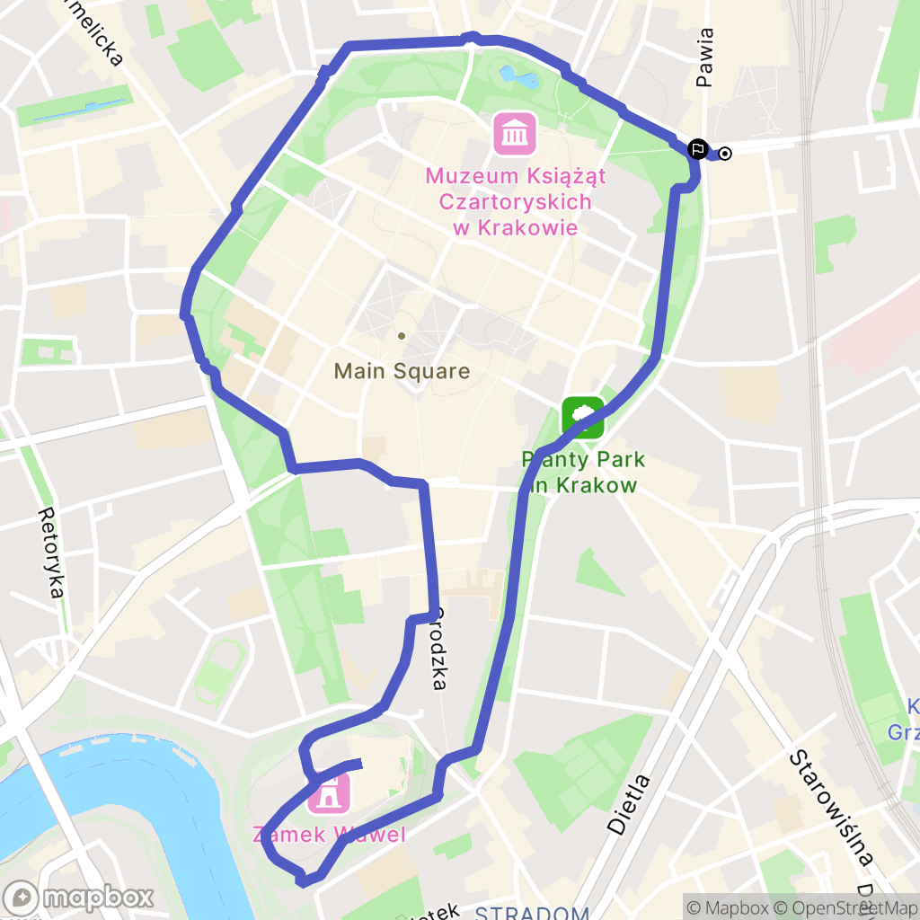 Kraków: mapa trasy - Poland
