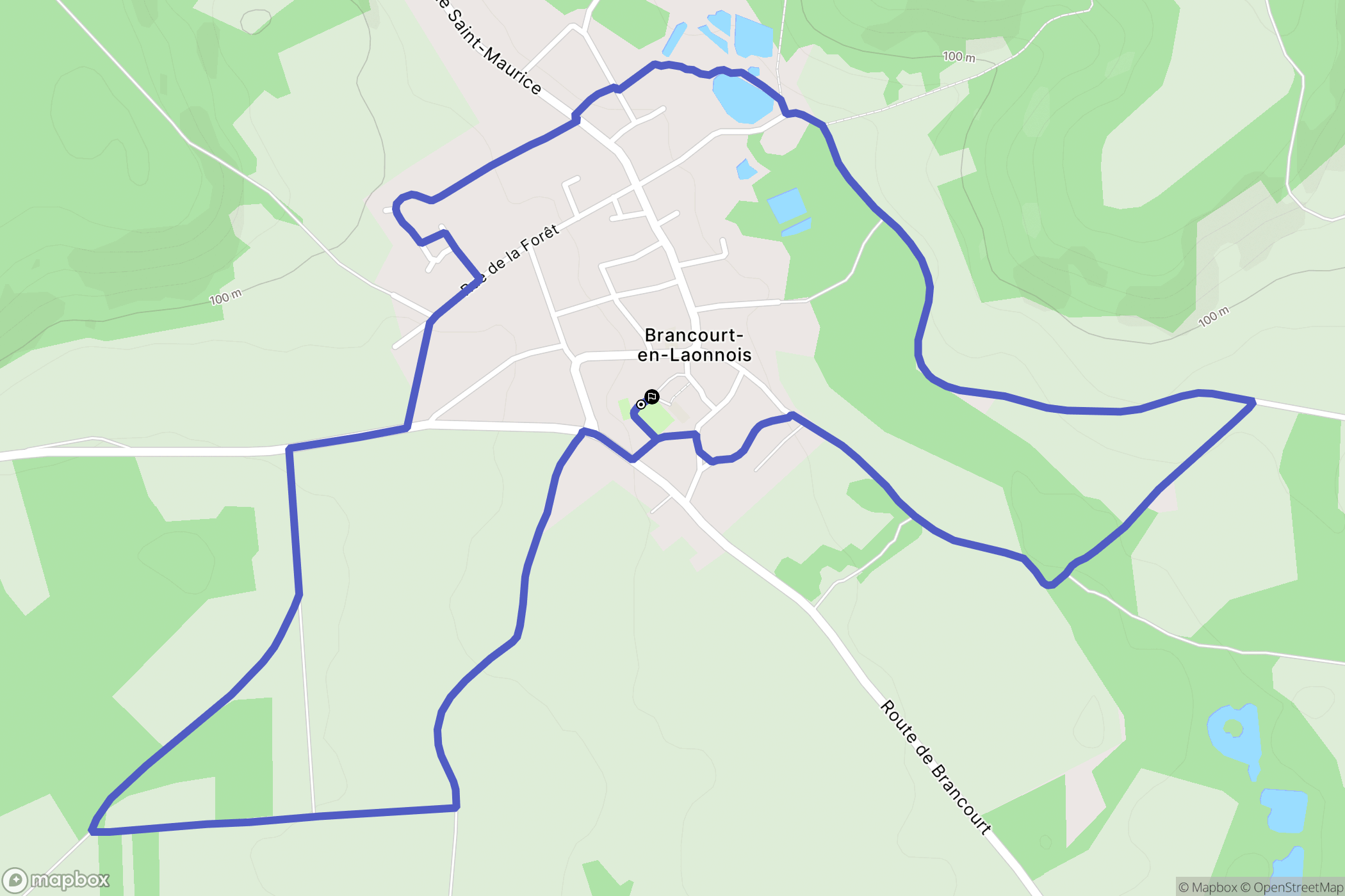 Brancourt-en-Laonnois : carte du parcours de randonnée - France