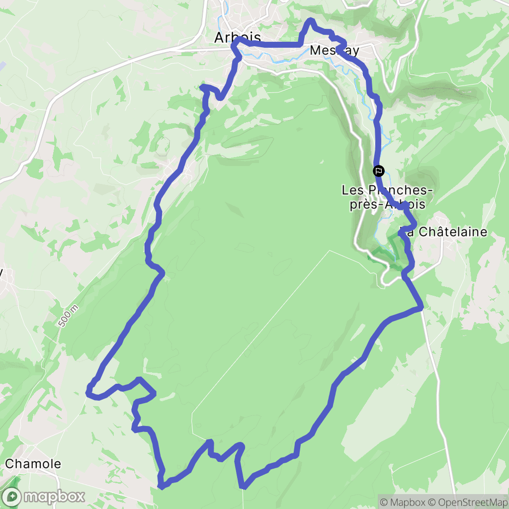 Les Planches-près-Arbois : carte du parcours de randonnée - France