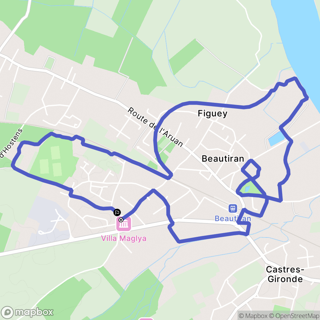 Beautiran : carte du parcours de randonnée - France