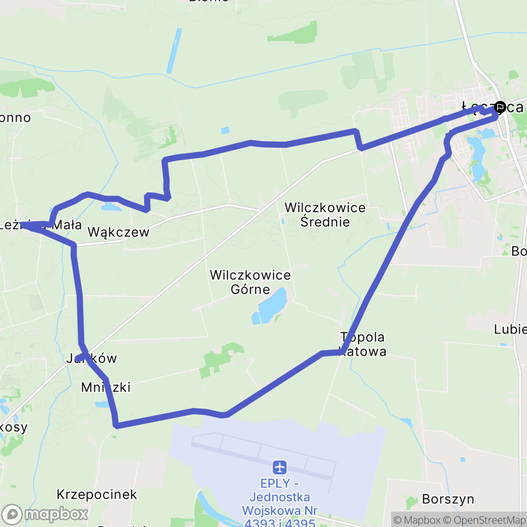 Łęczyca: mapa trasy - Poland
