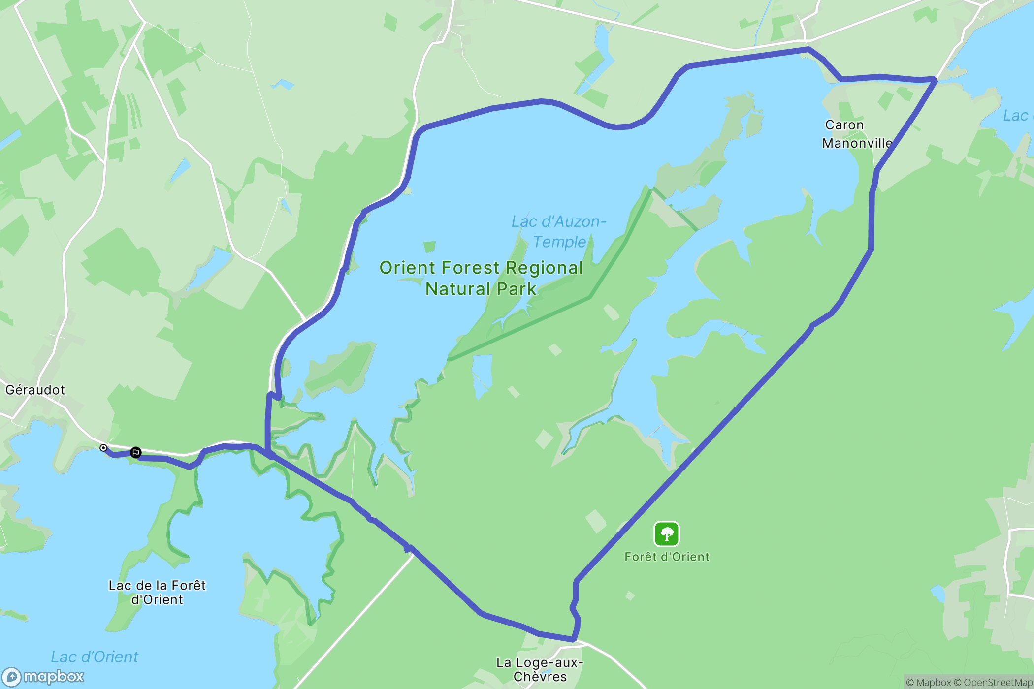 Géraudot : carte du parcours de randonnée - France