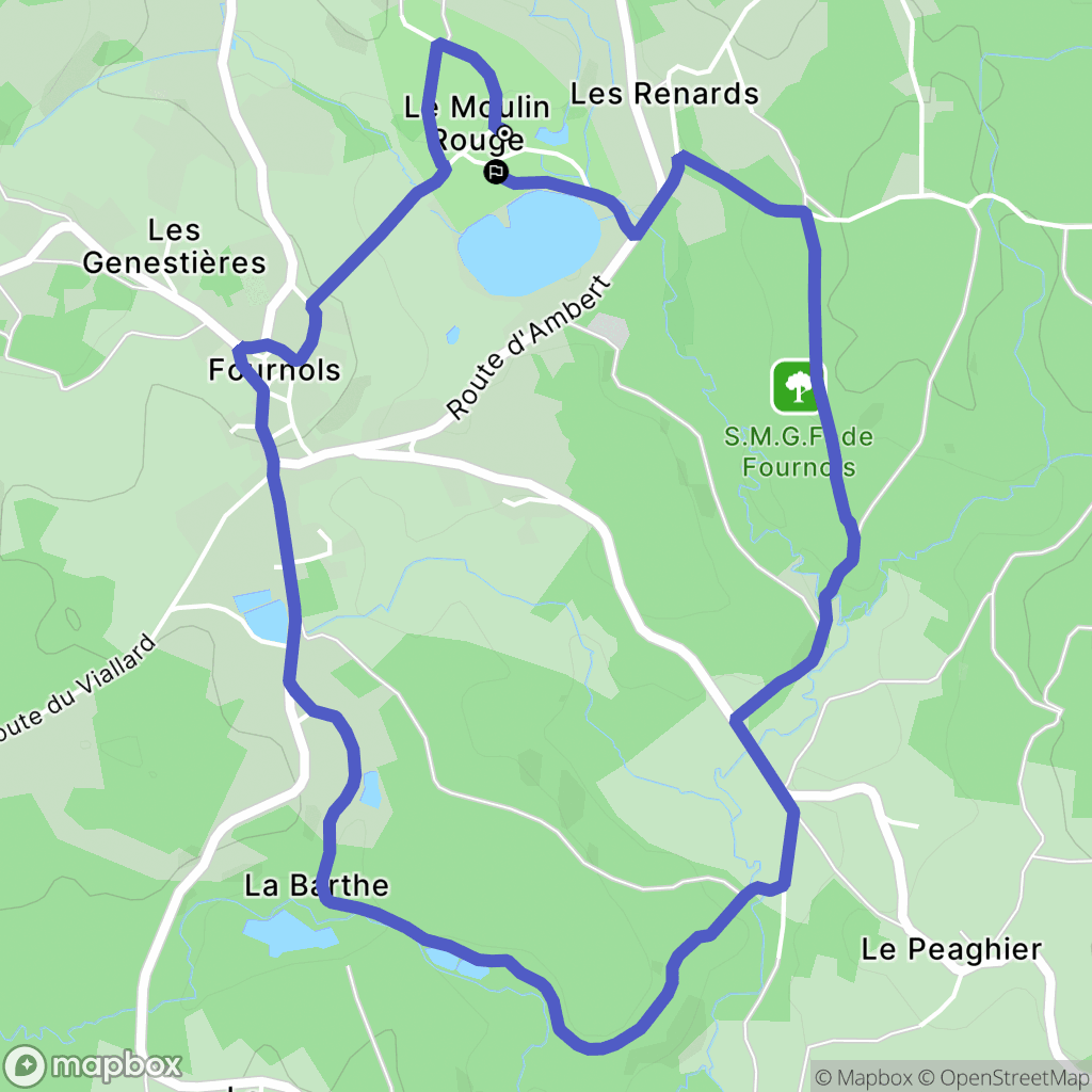 Fournols : carte du parcours de randonnée - France